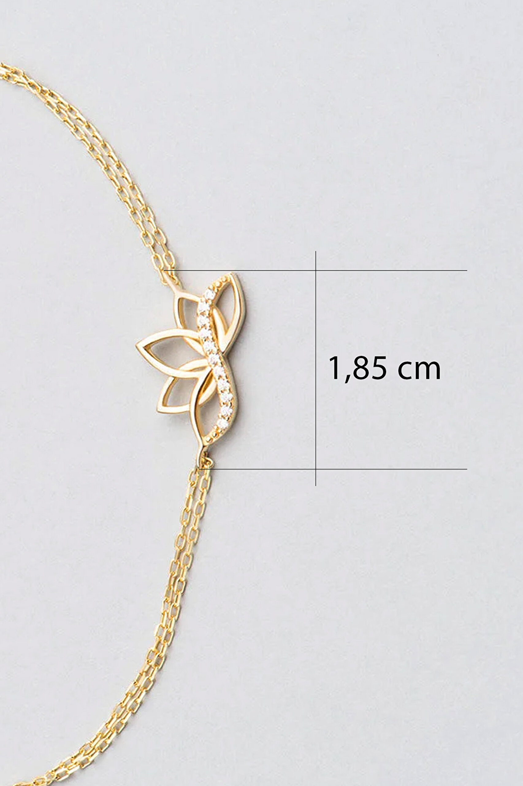 ⁠ Nilüfer Çiçeği 18 Ayar Sarı Altın Kaplama 21 Cm Gümüş Bileklik_2}