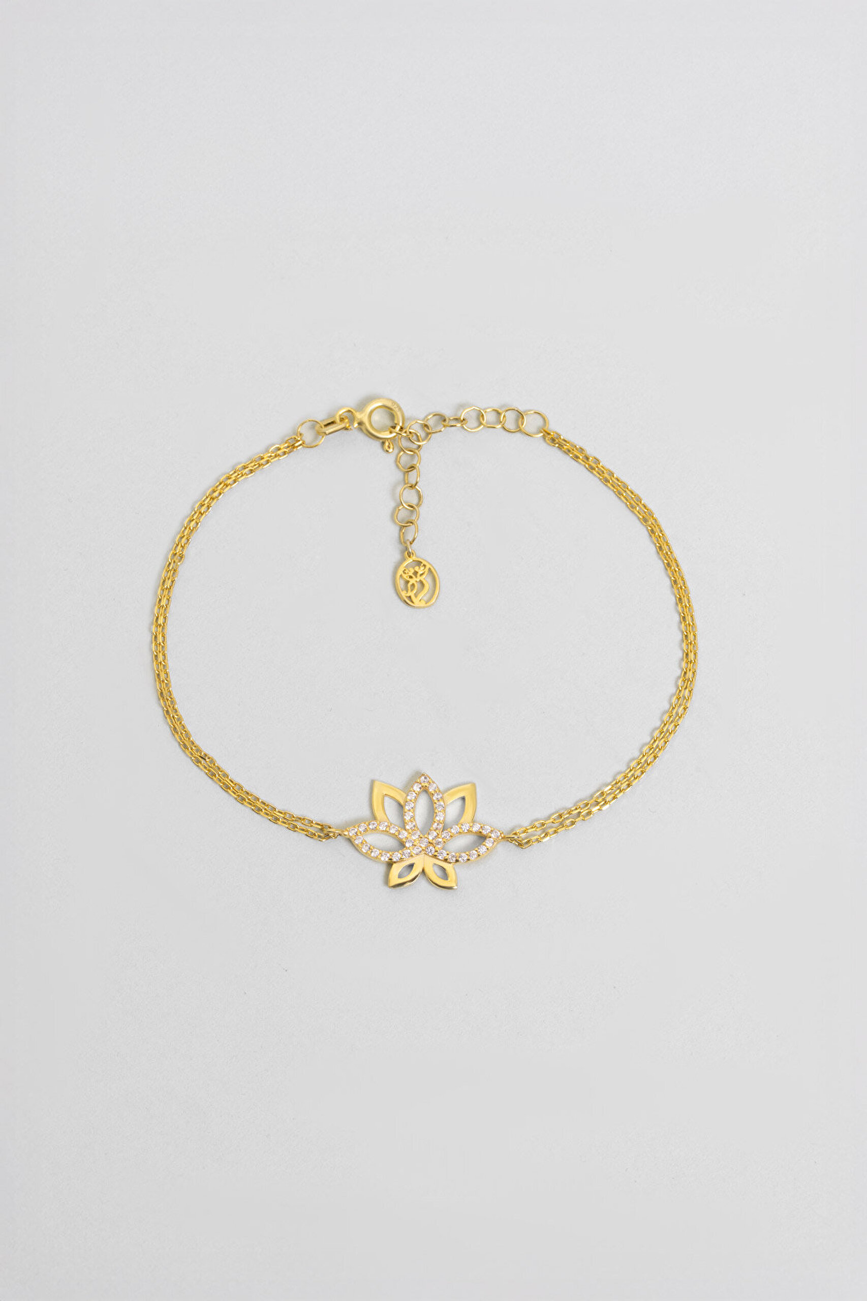 Nilüfer Çiçeği 18 Ayar Sarı Altın Kaplama 20 Cm Gümüş Minimal Bileklik - 0