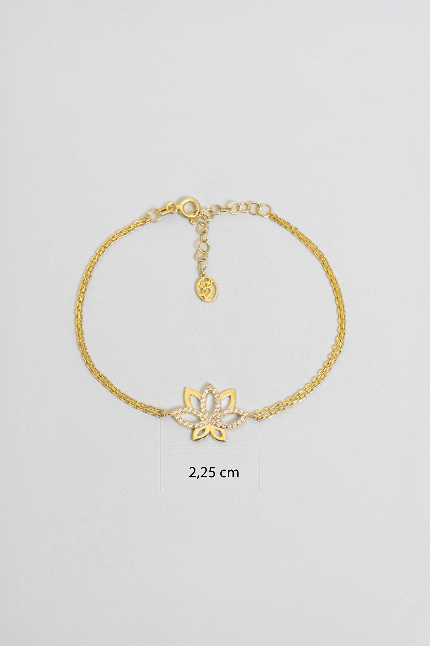 Nilüfer Çiçeği 18 Ayar Sarı Altın Kaplama 20 Cm Gümüş Minimal Bileklik - 2