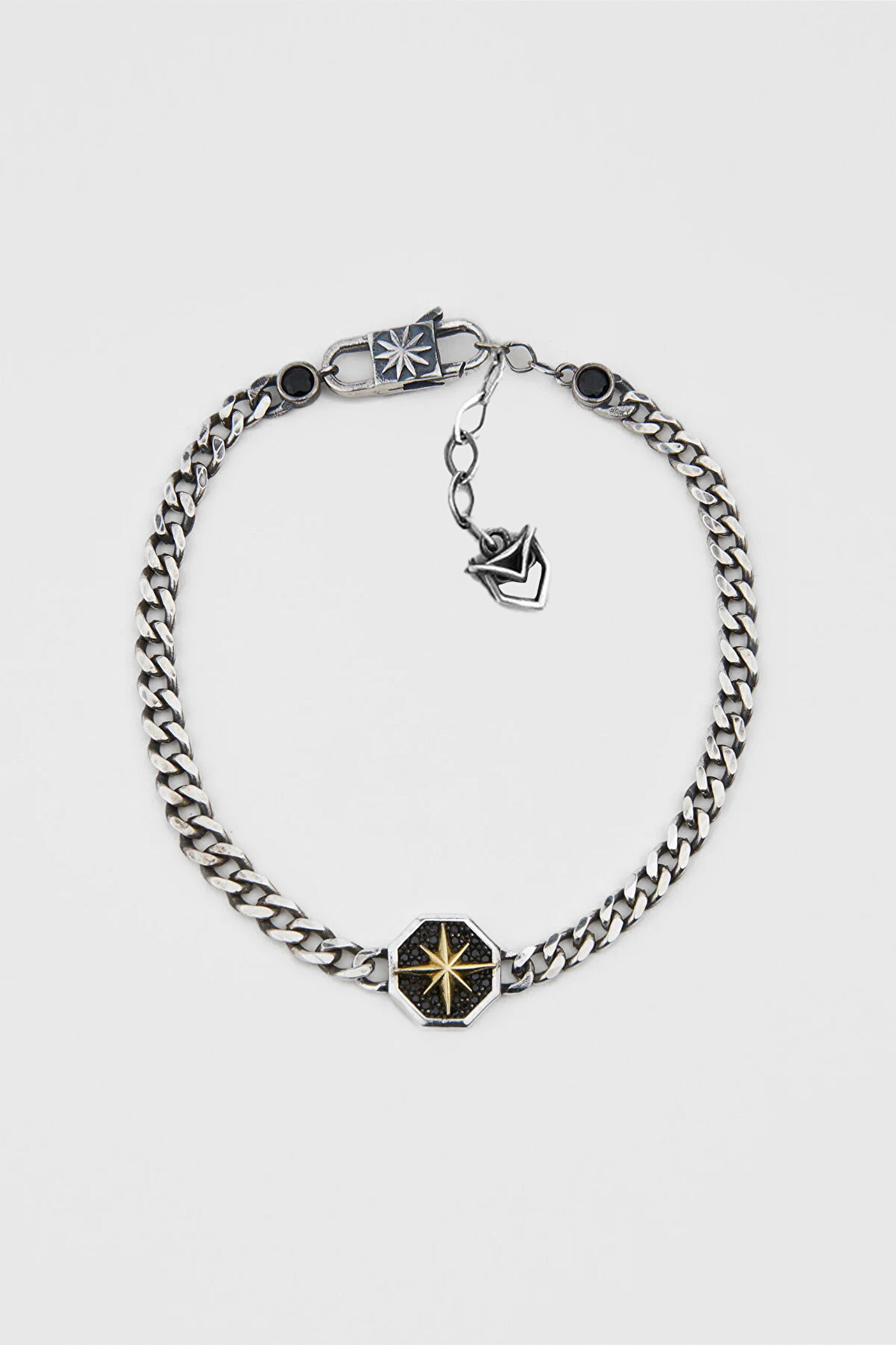 ⁠ Kuzey Yıldızı Gümüş Erkek Zincir Bileklik_0}