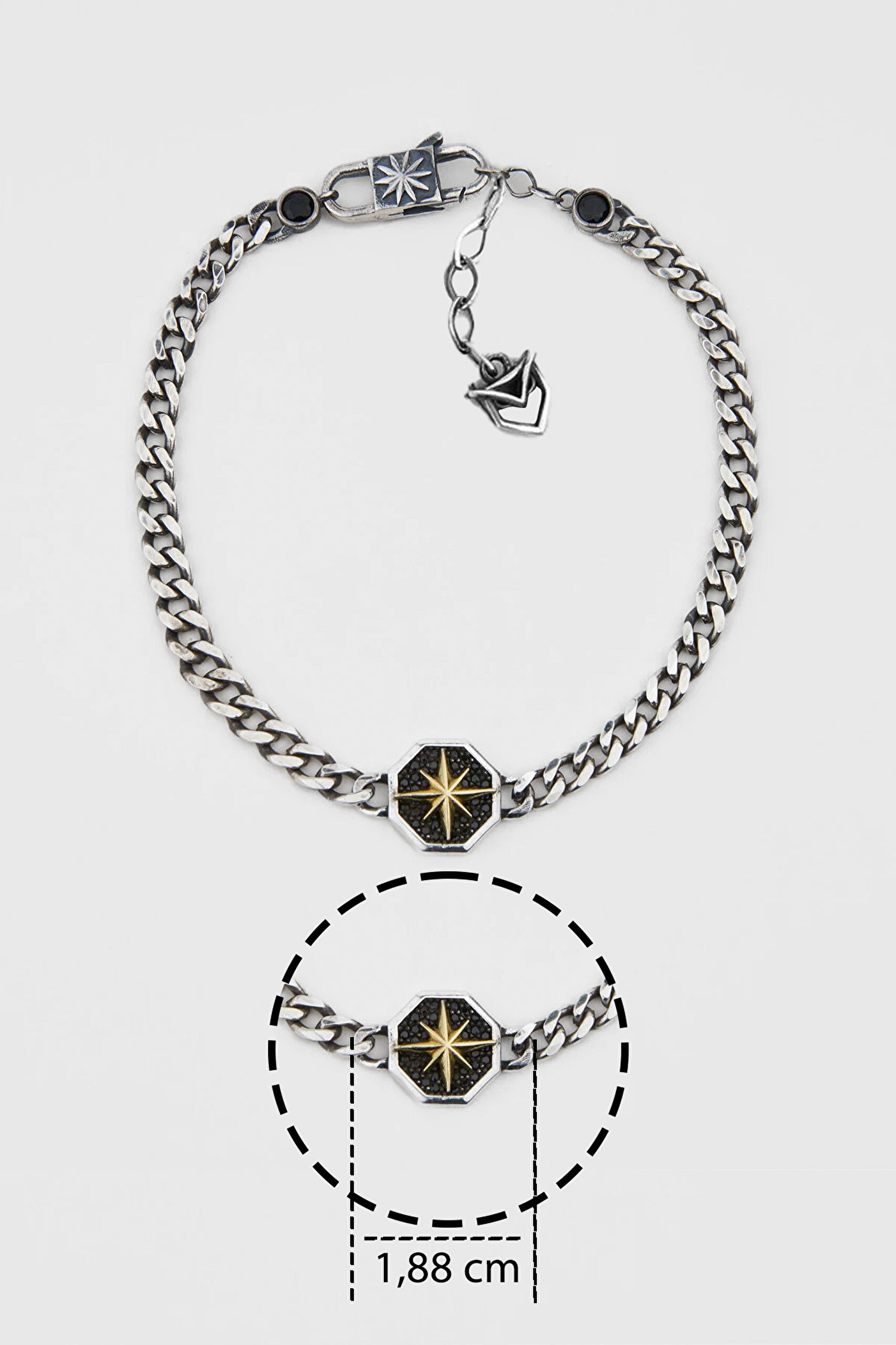 ⁠ Kuzey Yıldızı Gümüş Erkek Zincir Bileklik_2}