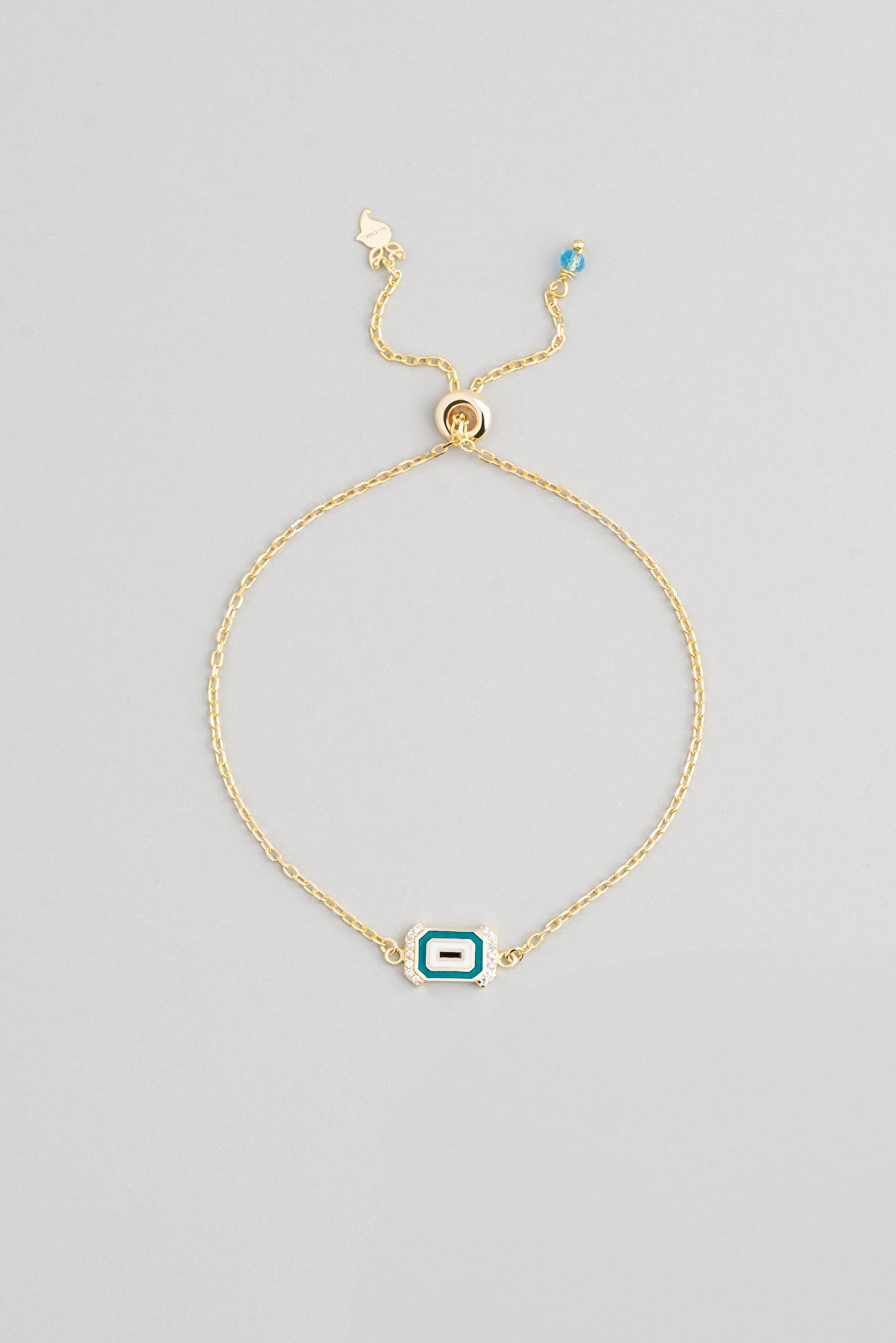 ⁠ Evil Eye 18 Ayar Sarı Altın Kaplama Ayarlanabilir Gümüş Minimal Bileklik_0}