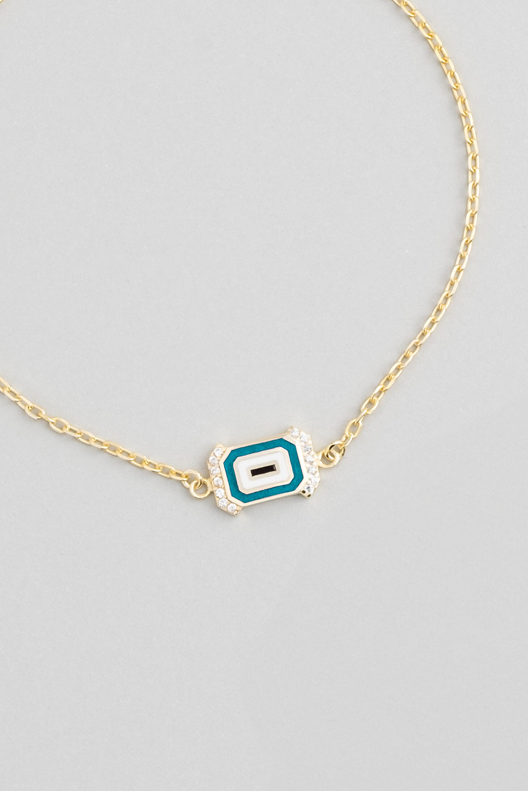 ⁠ Evil Eye 18 Ayar Sarı Altın Kaplama Ayarlanabilir Gümüş Minimal Bileklik_2}