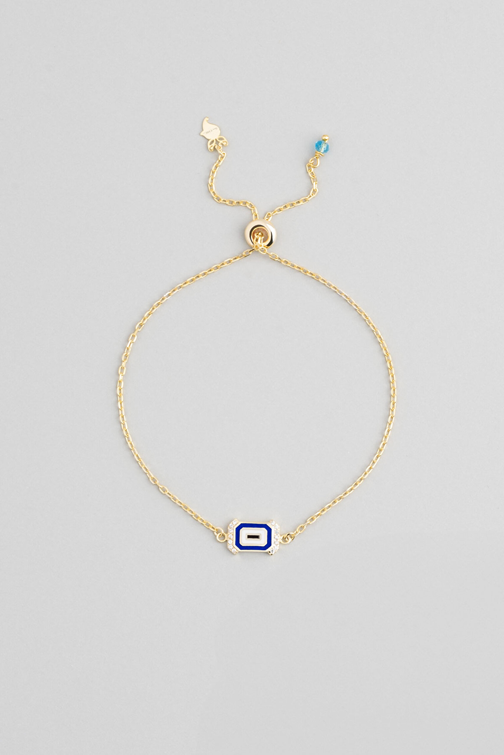 ⁠ Evil Eye 18 Ayar Sarı Altın Kaplama Ayarlanabilir Gümüş Minimal Bileklik_2}