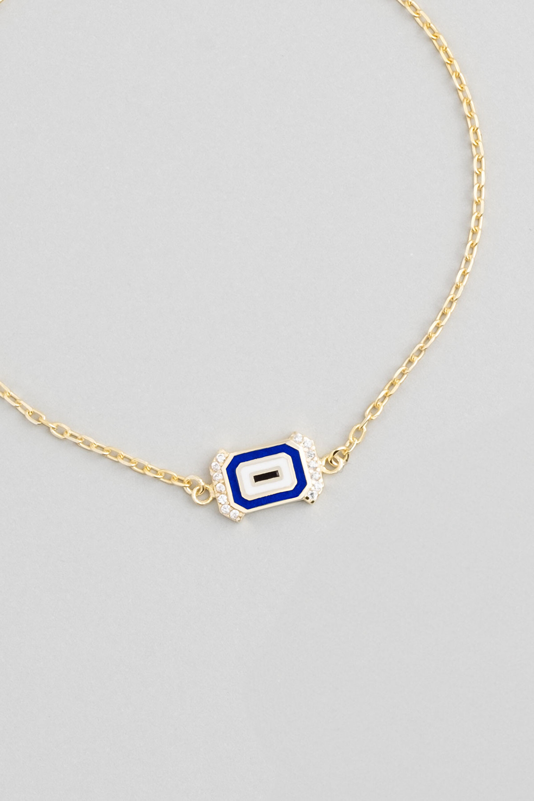 ⁠ Evil Eye 18 Ayar Sarı Altın Kaplama Ayarlanabilir Gümüş Minimal Bileklik_0}
