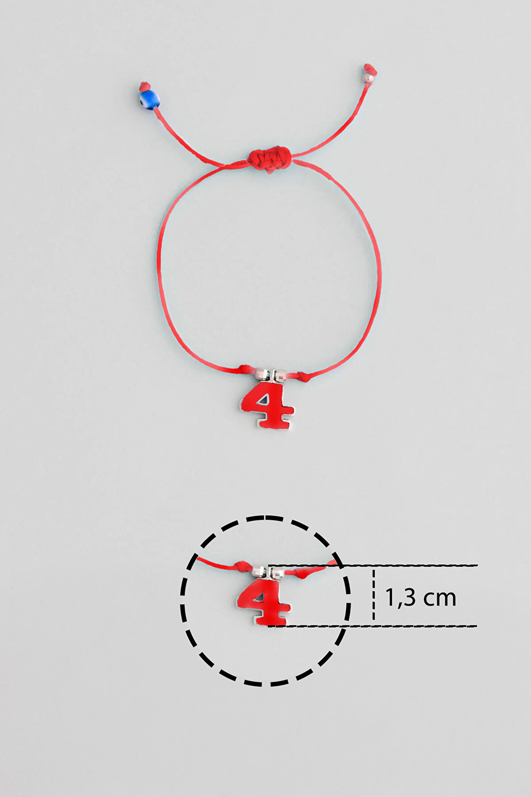 ⁠ 4 Sayısı İkonlu 18 Ayar Beyaz Altın Kaplama Ayarlanabilir İpli Bileklik_2}