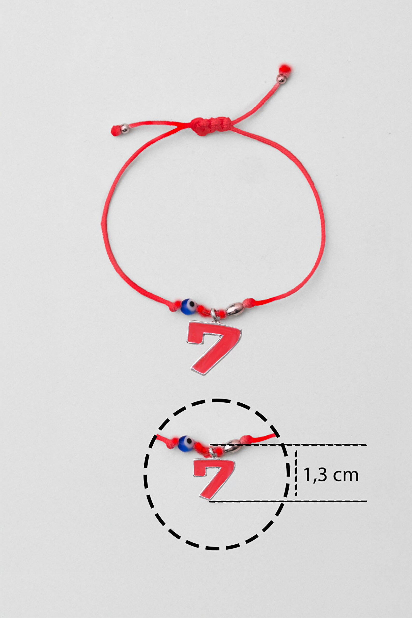 ⁠ 7 Sayısı İkonlu 18 Ayar Beyaz Altın Kaplama Ayarlanabilir İpli Bileklik_2}