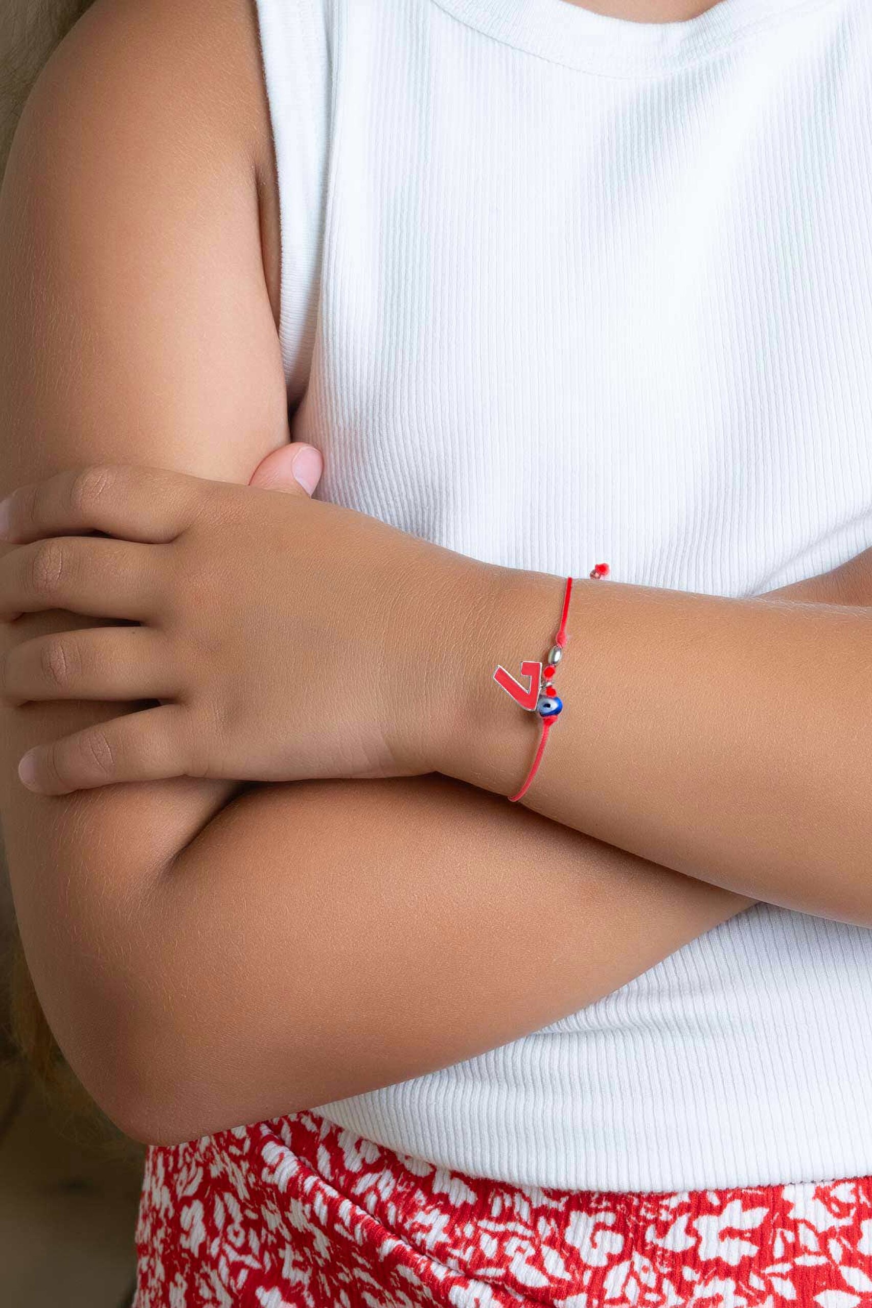 ⁠ 7 Sayısı İkonlu 18 Ayar Beyaz Altın Kaplama Ayarlanabilir İpli Bileklik_3}