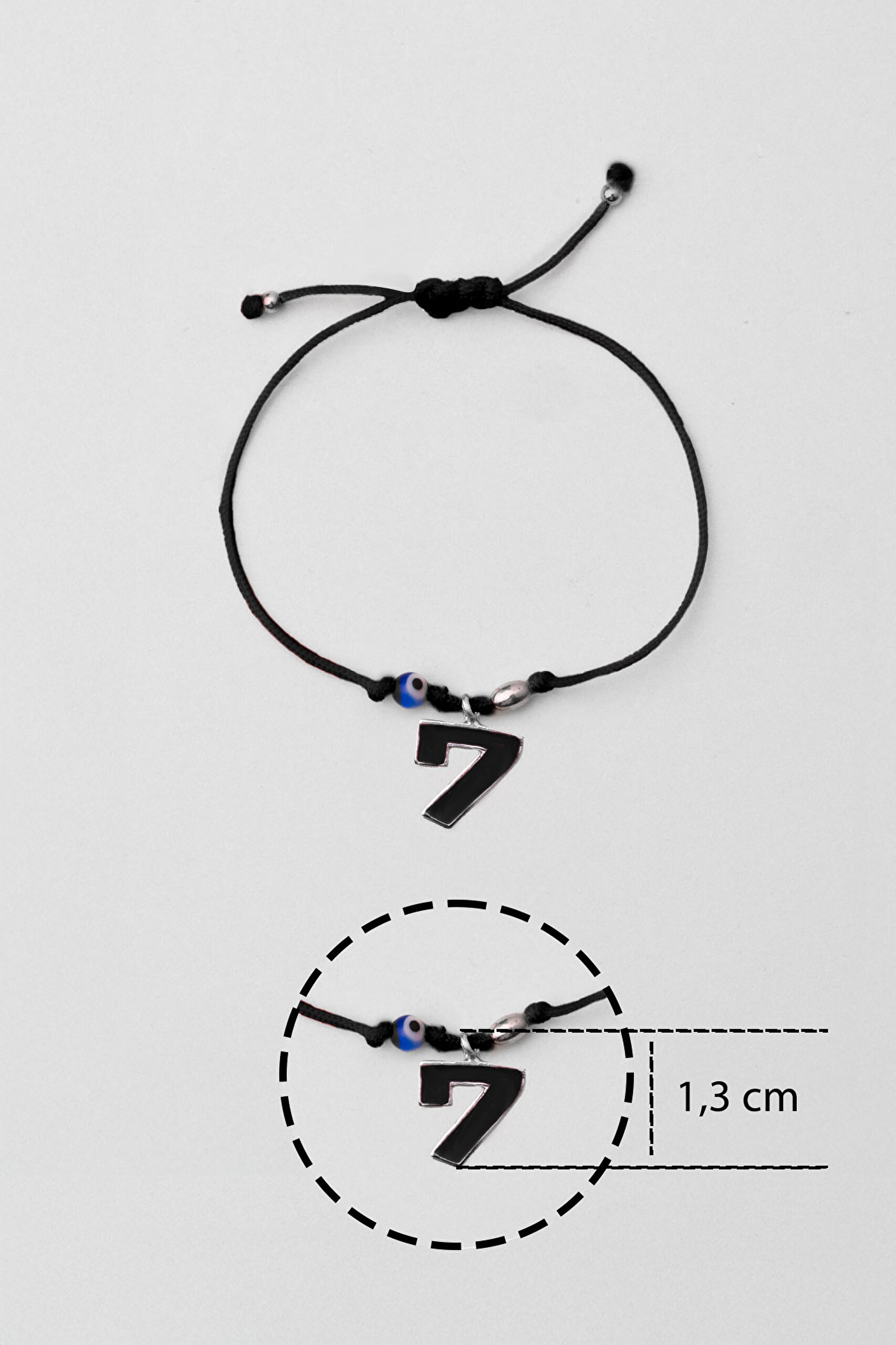 ⁠ 7 Sayısı İkonlu 18 Ayar Beyaz Altın Kaplama Ayarlanabilir İpli Bileklik_2}