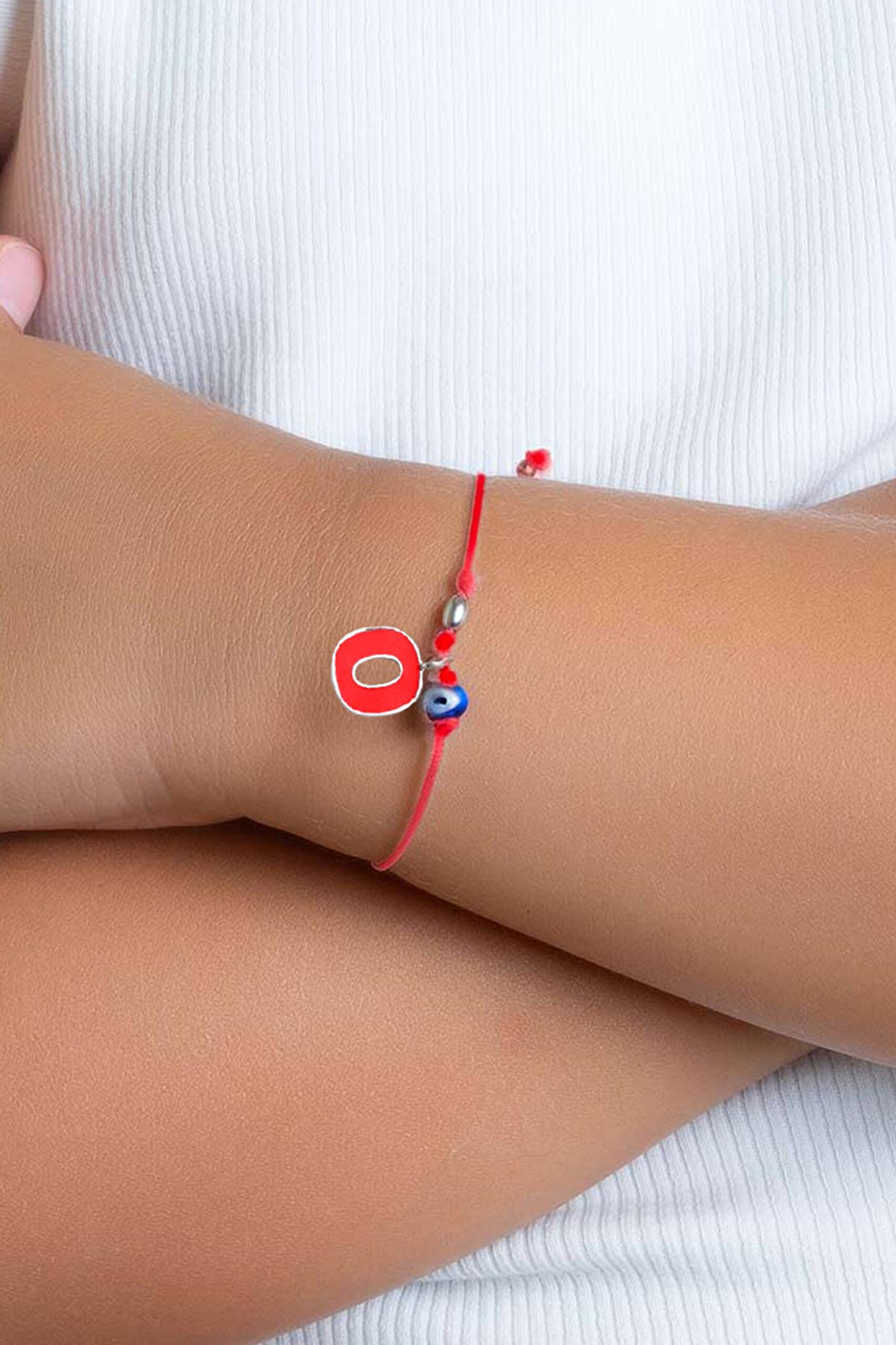 ⁠ 0 Sayısı İkonlu 18 Ayar Beyaz Altın Kaplama Ayarlanabilir İpli Bileklik_1}