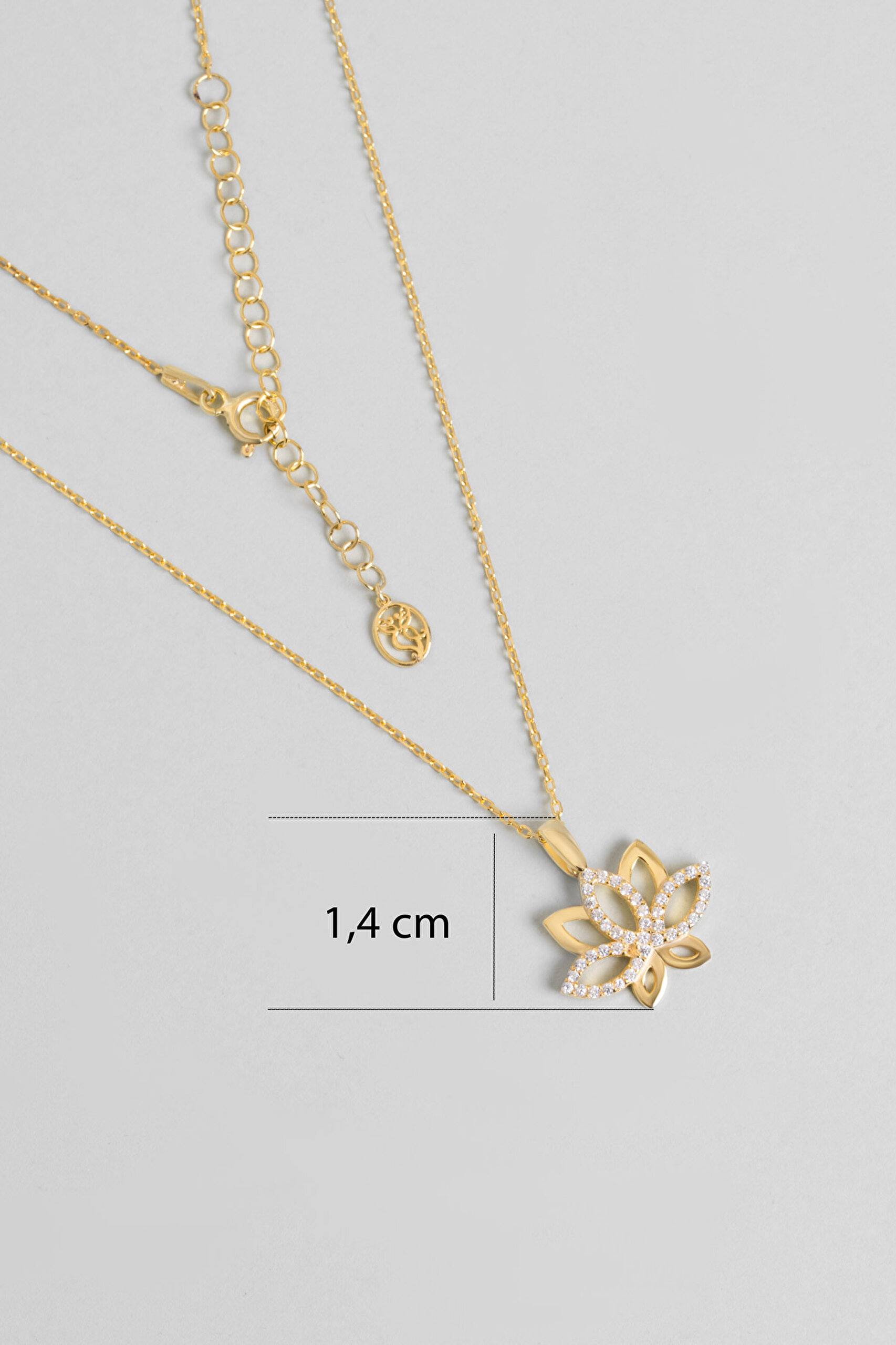 ⁠ Nilüfer Çiçeği 18 Ayar Sarı Altın Kaplama 46 Cm Gümüş Kolye_2}