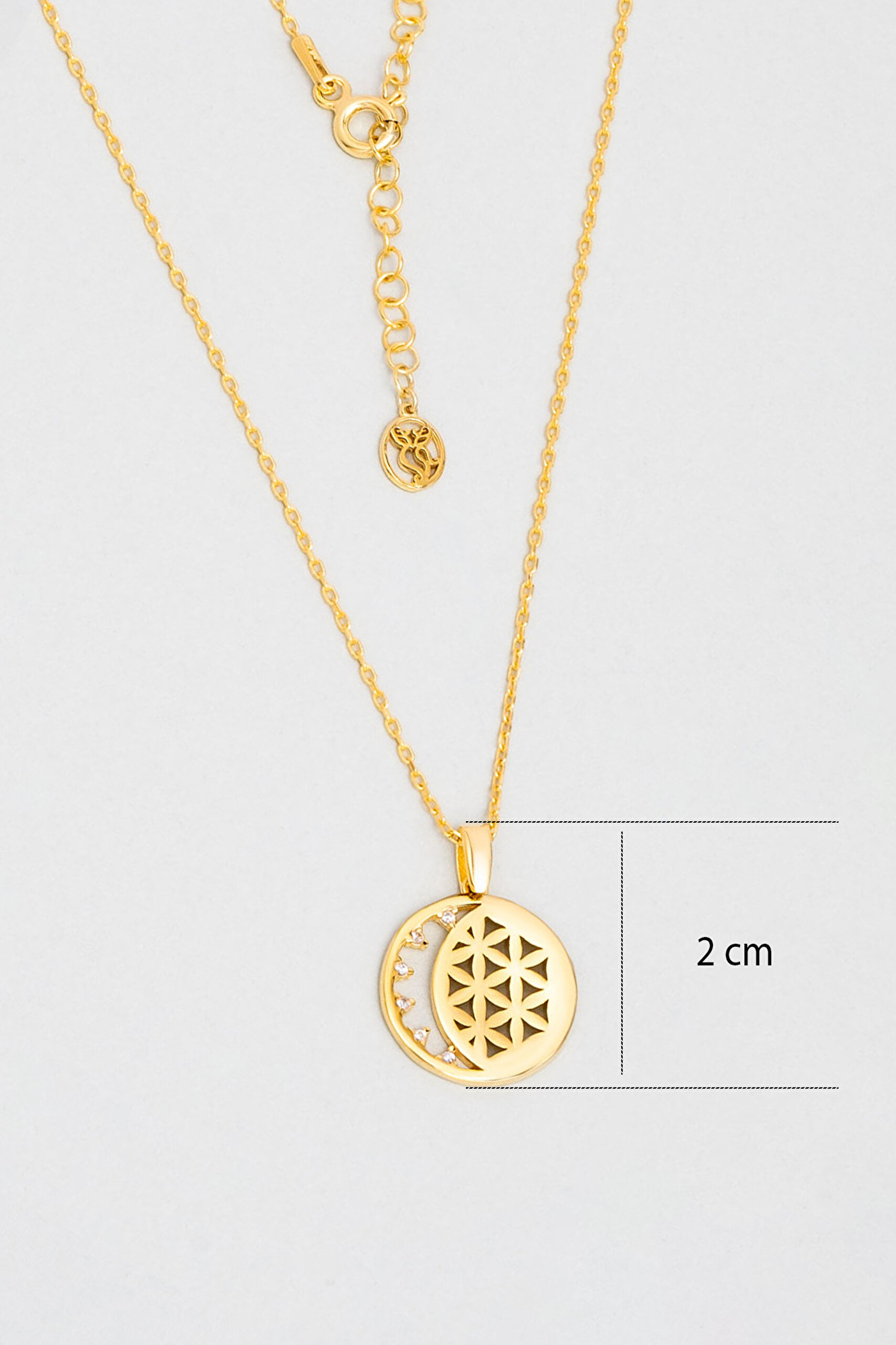 ⁠ Yaşam Çiçeği 18 Ayar Sarı Altın Kaplama 45 Cm Gümüş Minimal Kolye_2}