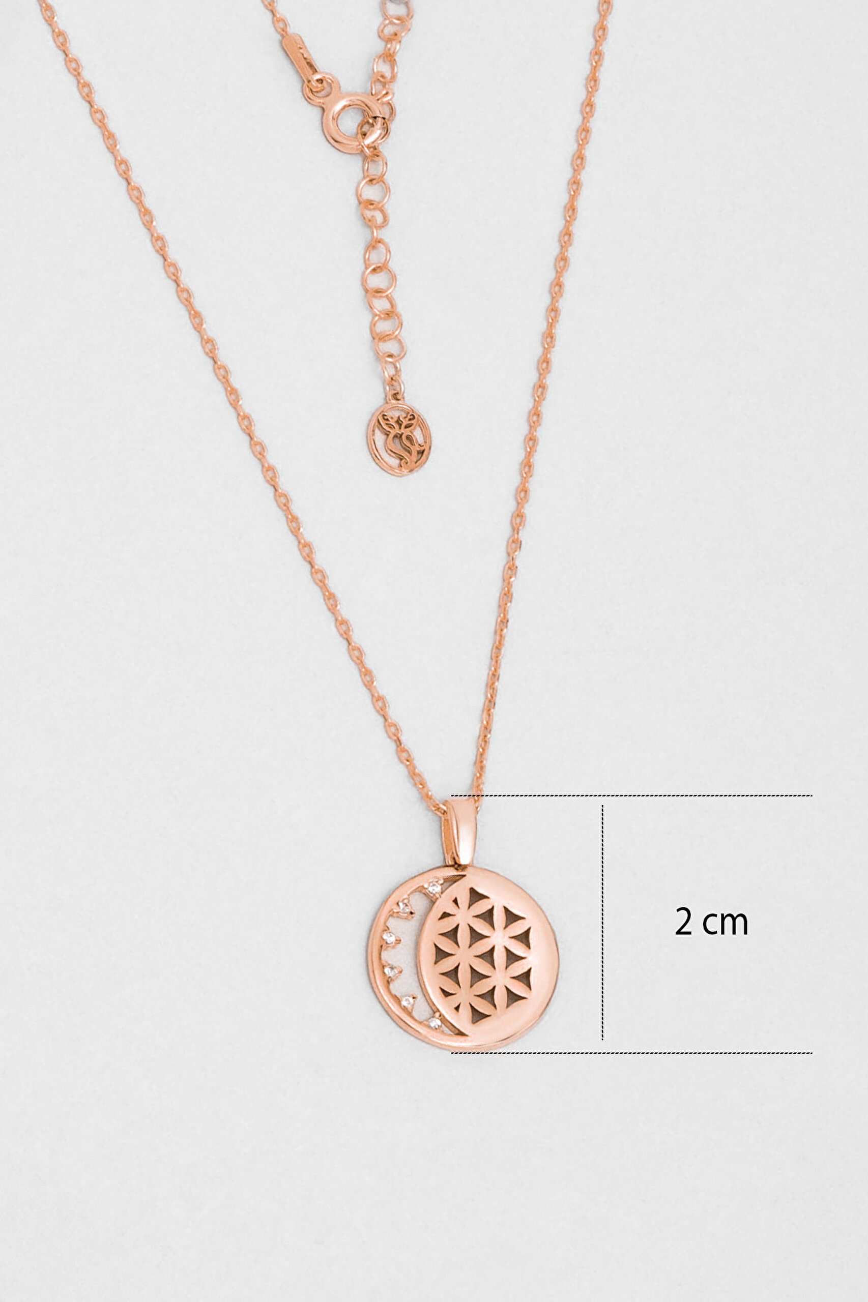 ⁠ Yaşam Çiçeği 18 Ayar Rose Altın Kaplama 45 Cm Gümüş Minimal Kolye_2}