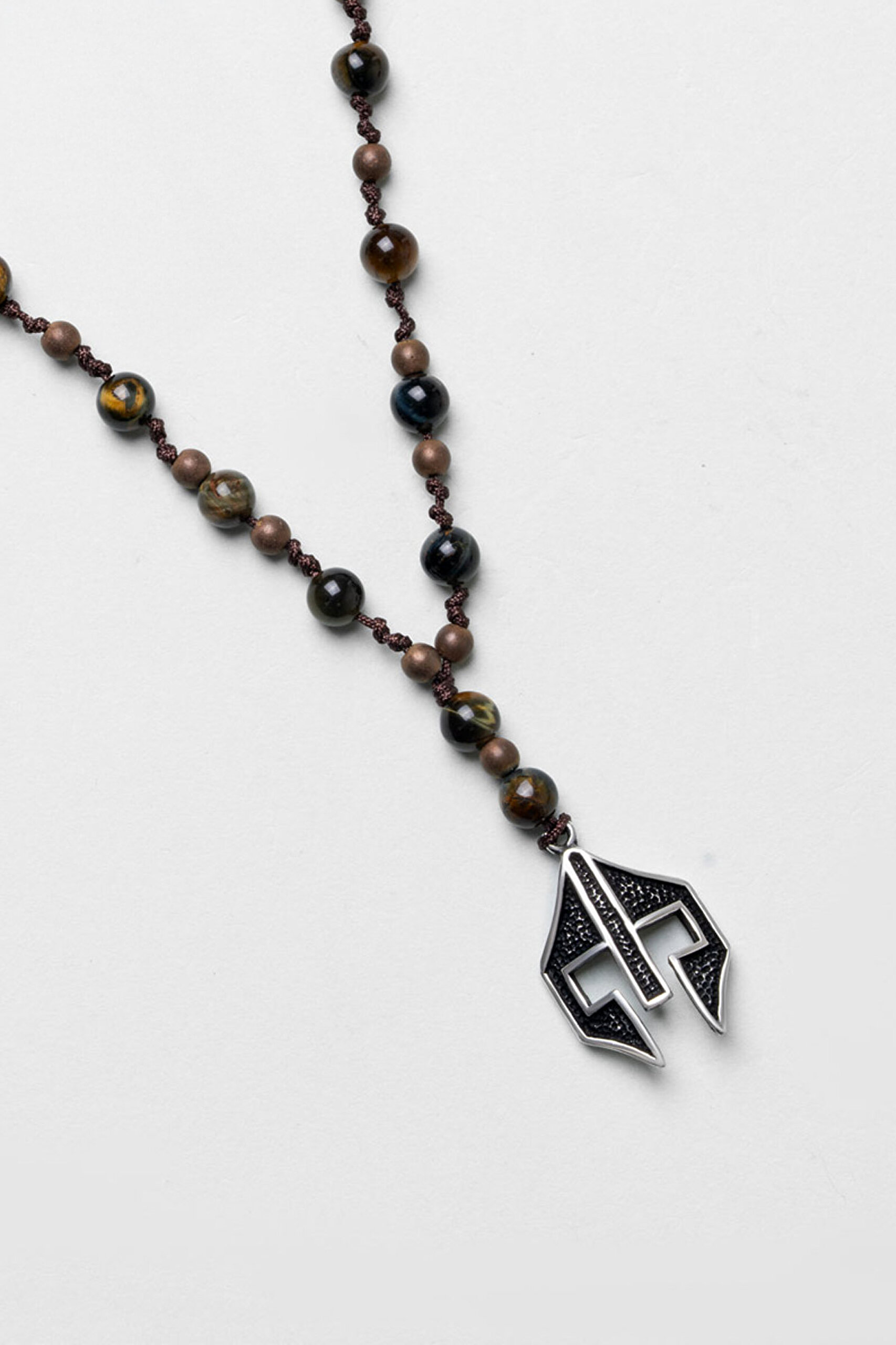 Kaplan Gözü Ve Hematit Taşlı 82 Cm Gümüş Pusula Erkek Kolye - 4