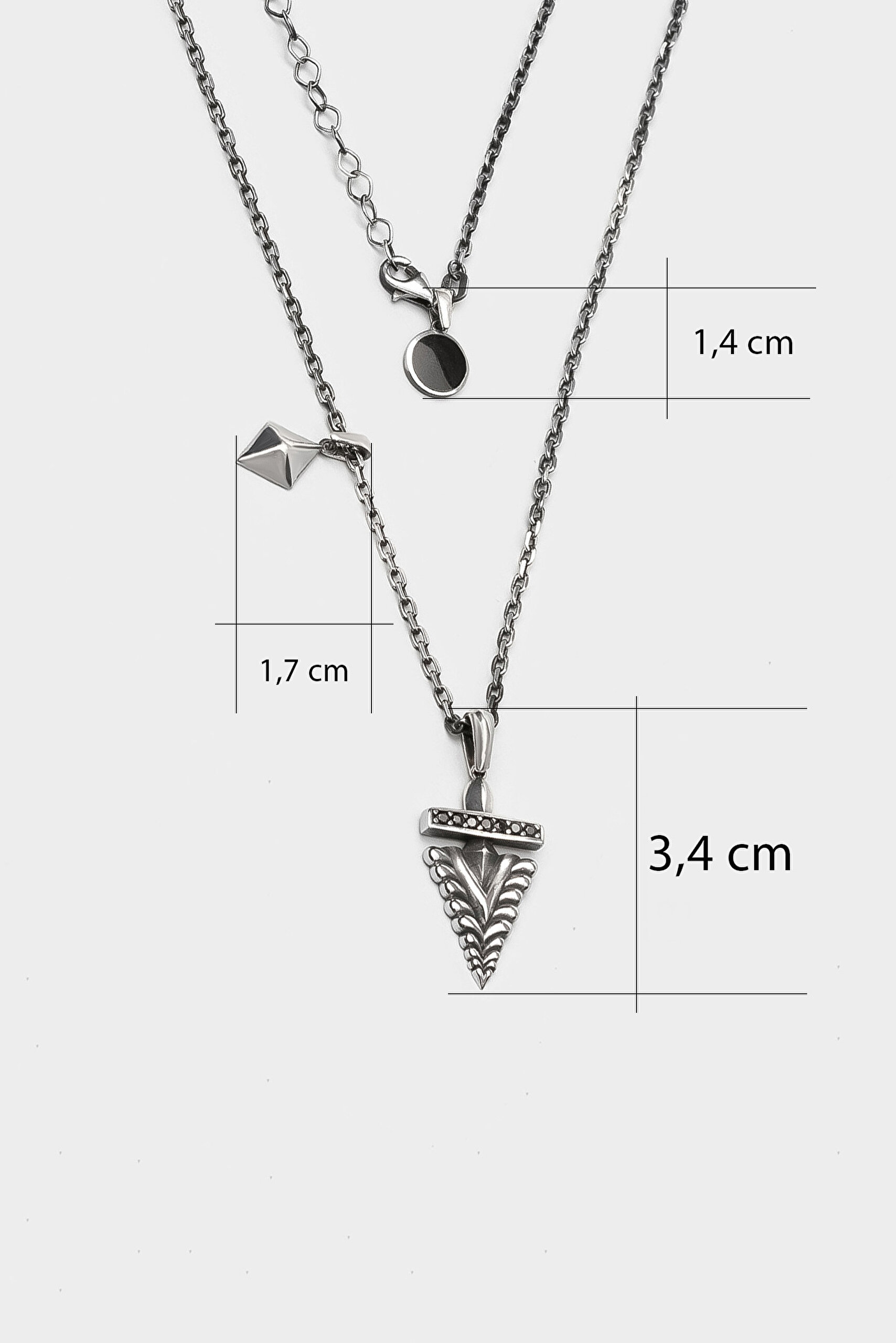 ⁠ Arma Figürlü 65 Cm Gümüş Erkek Kolye_1}