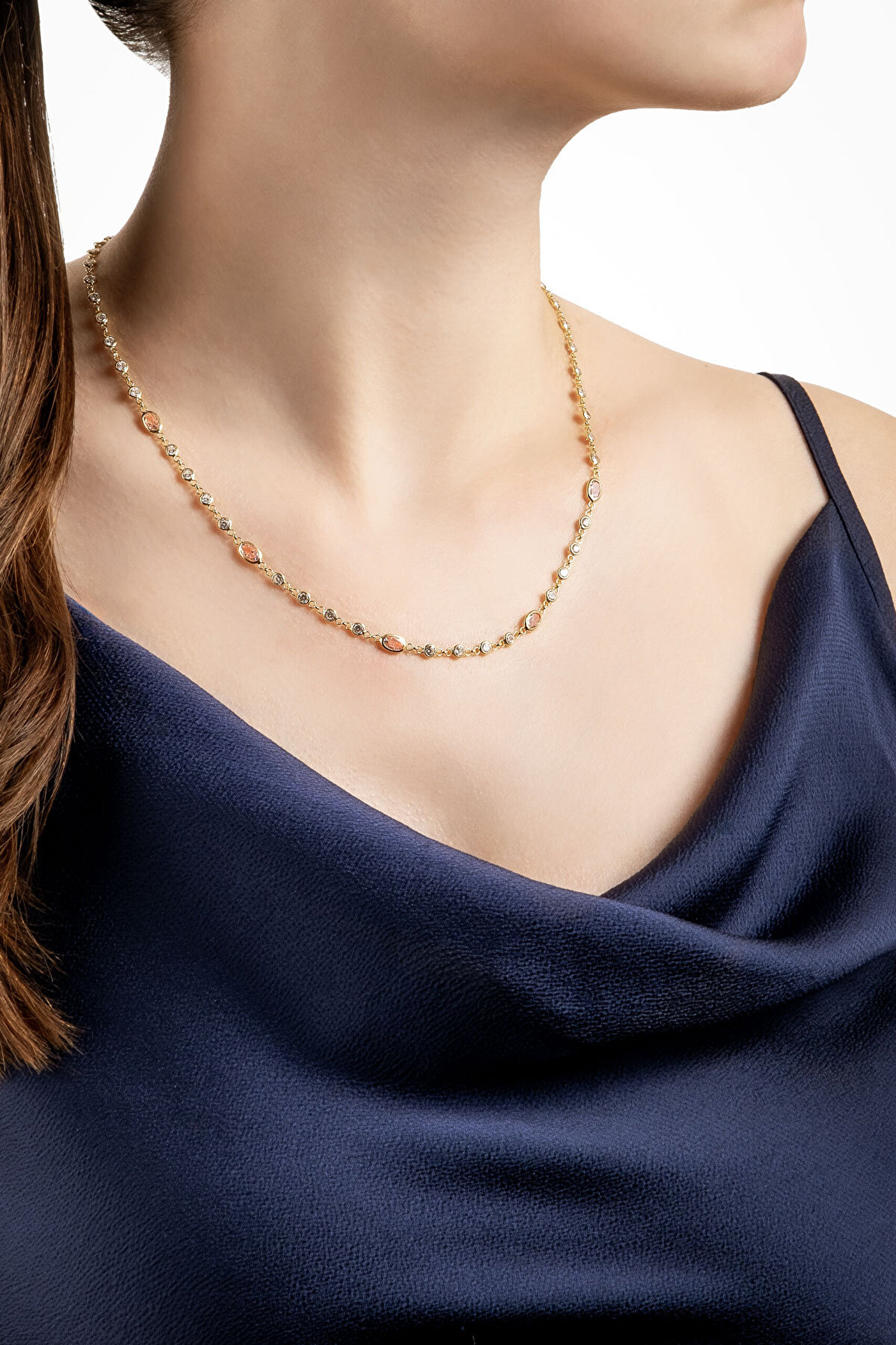 Minimal Pembe 18 Ayar Sarı Altın Kaplama 45 Cm Gümüş Kolye - 3