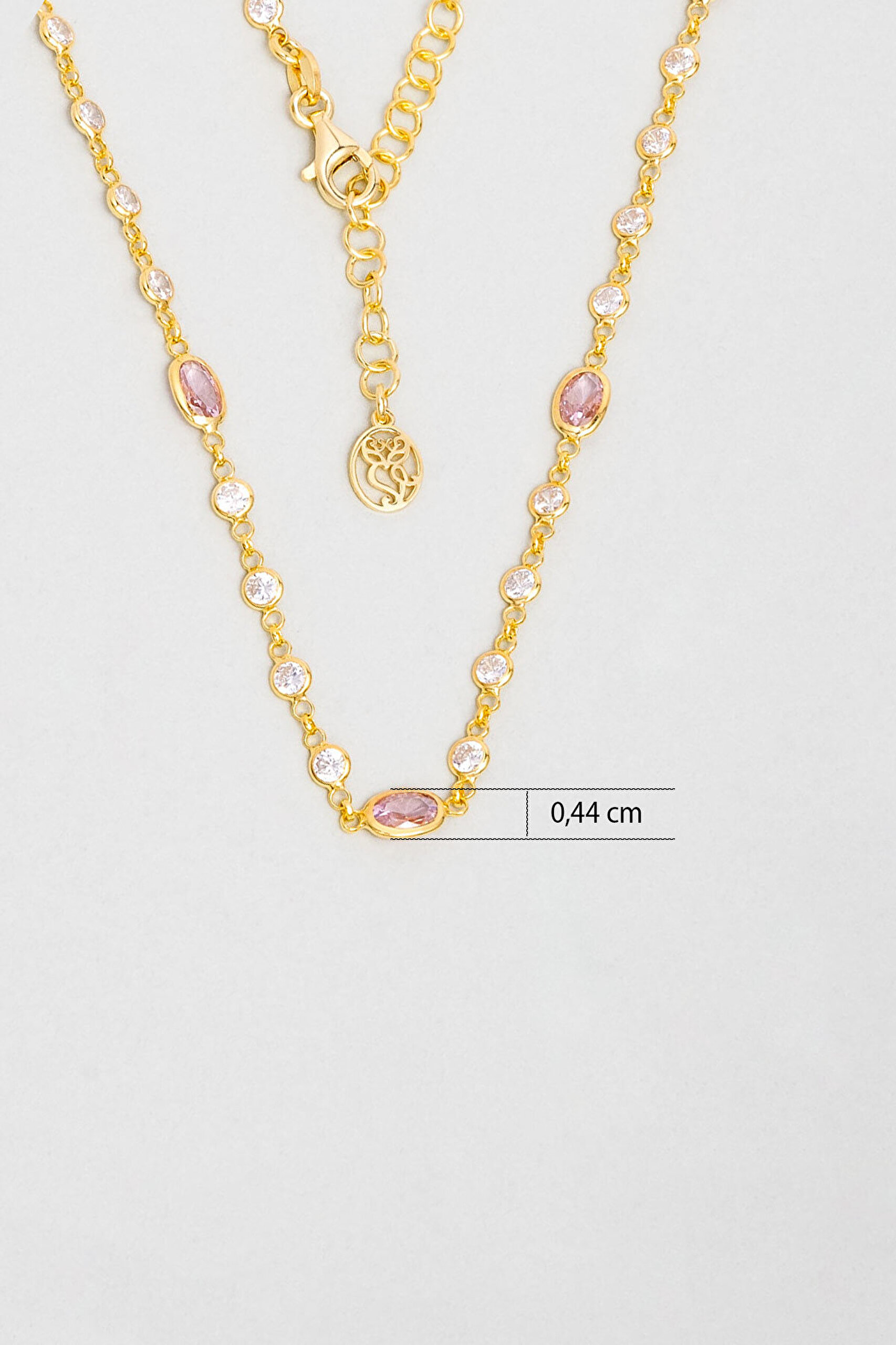 Minimal Pembe 18 Ayar Sarı Altın Kaplama 45 Cm Gümüş Kolye - 2