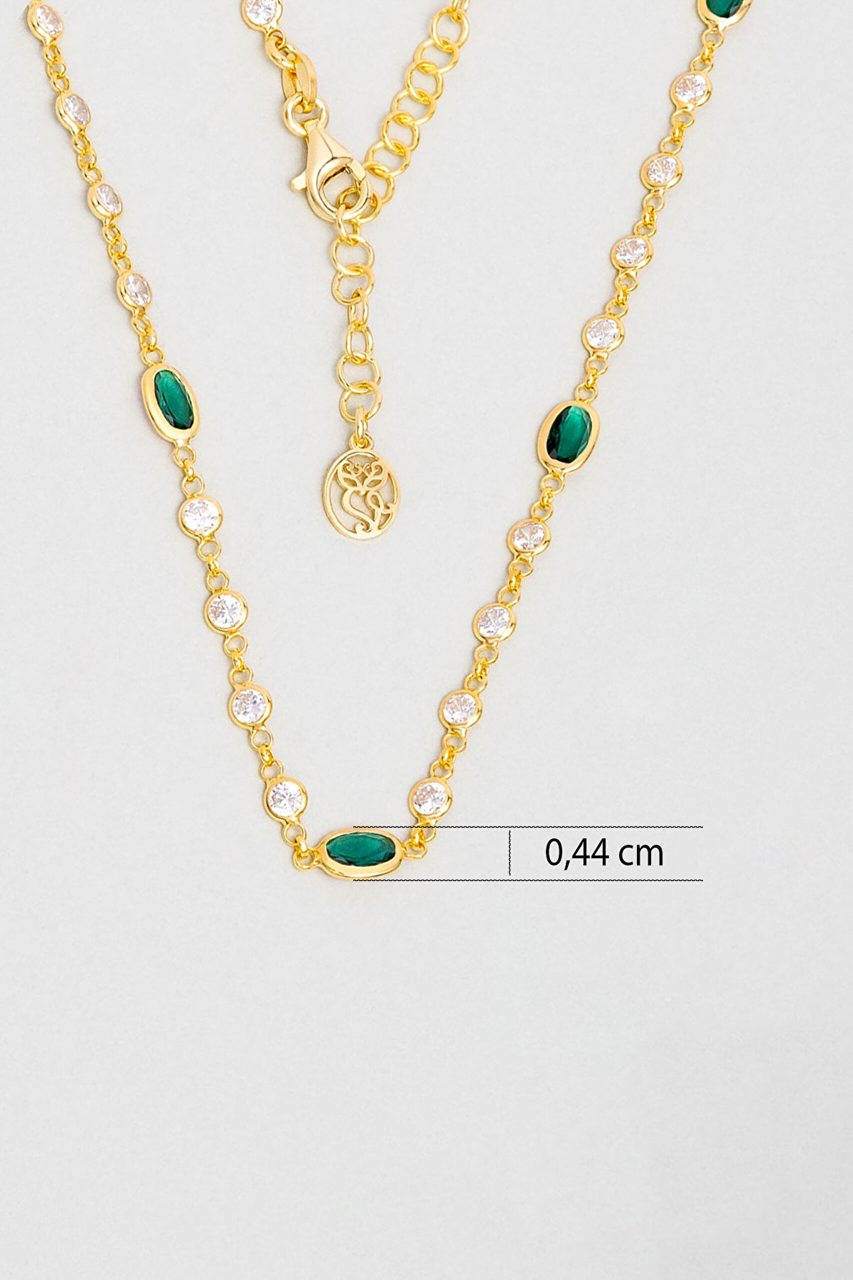 ⁠ Minimal Yeşil 18 Ayar Sarı Altın Kaplama 45 Cm Gümüş Kolye_2}