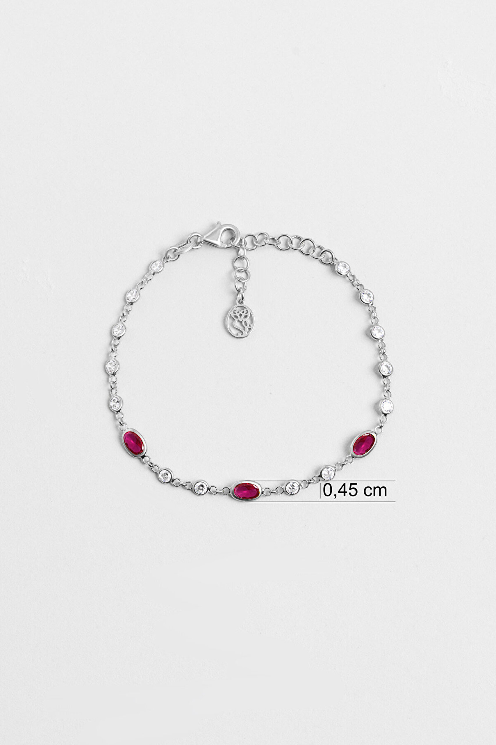 Renklerin Büyüsü 18 Ayar Beyaz Altın Kaplama 19 Cm Gümüş Bileklik - 2