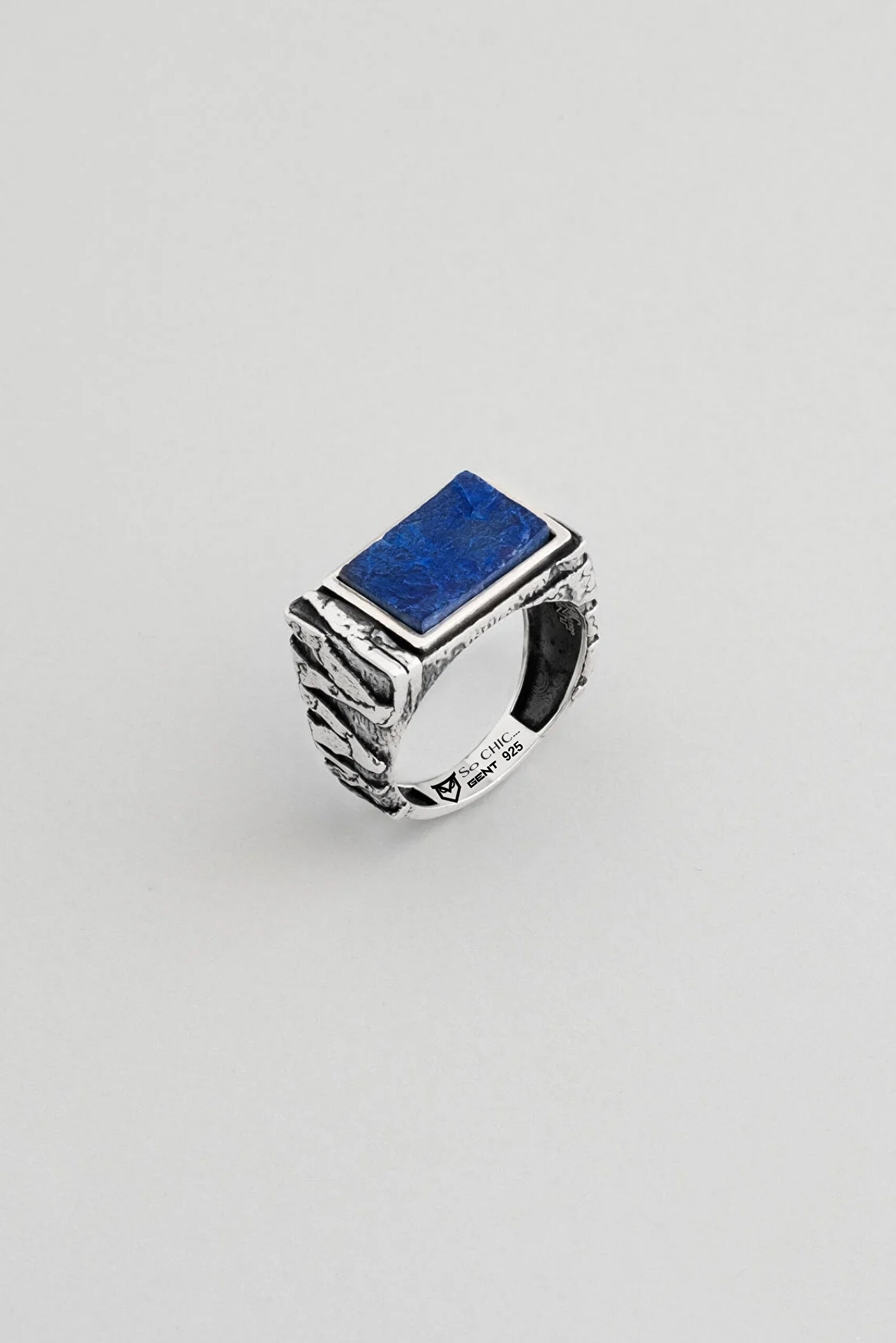 Poseidon’un Mührü Lapis Taşlı Cilalı Gümüş Erkek Yüzük