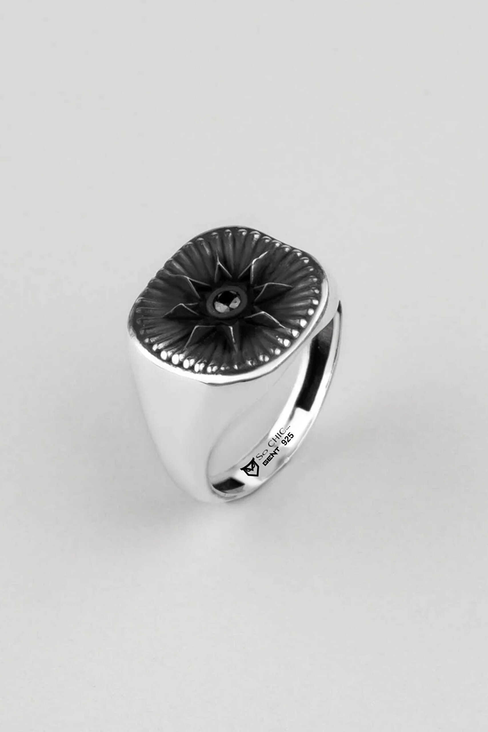 Özgürlük Güneşi Gümüş Erkek Yüzük