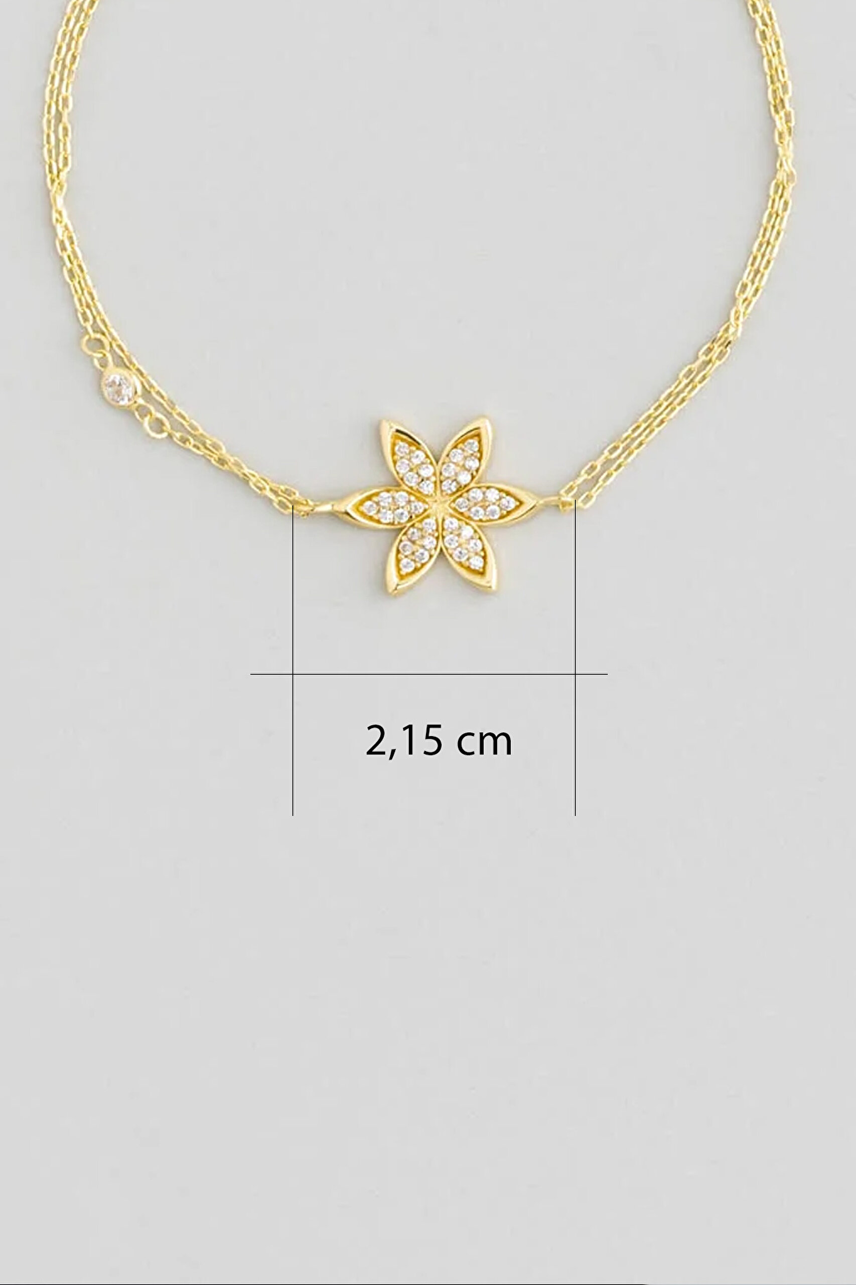 ⁠ Şans Çiçeği 18 Ayar Sarı Altın Kaplama 20 Cm Gümüş Bileklik_2}