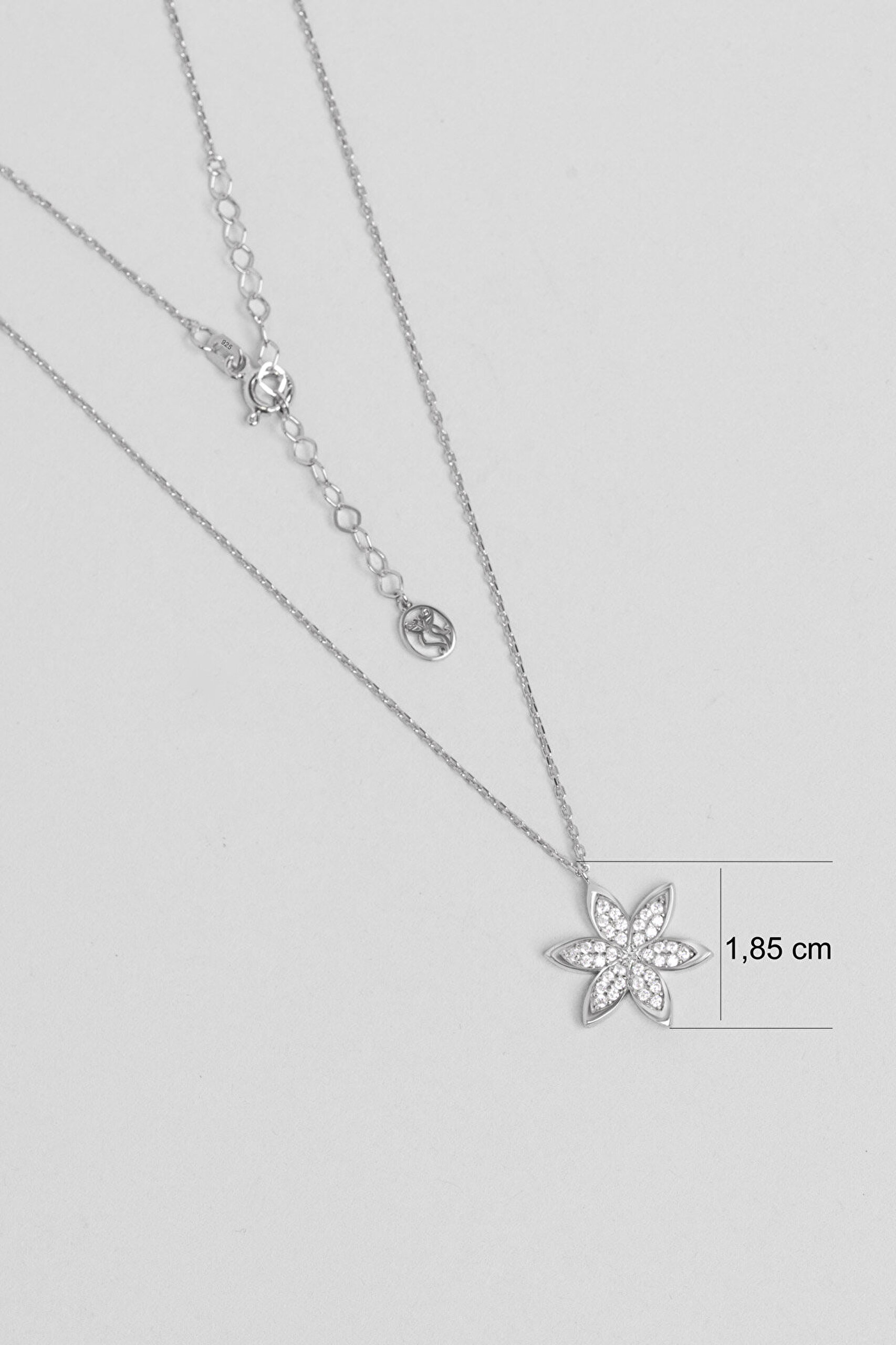 Sonsuzluk Çiçeği 18 Ayar Beyaz Altın Kaplama 45 Cm Gümüş Kolye - 2