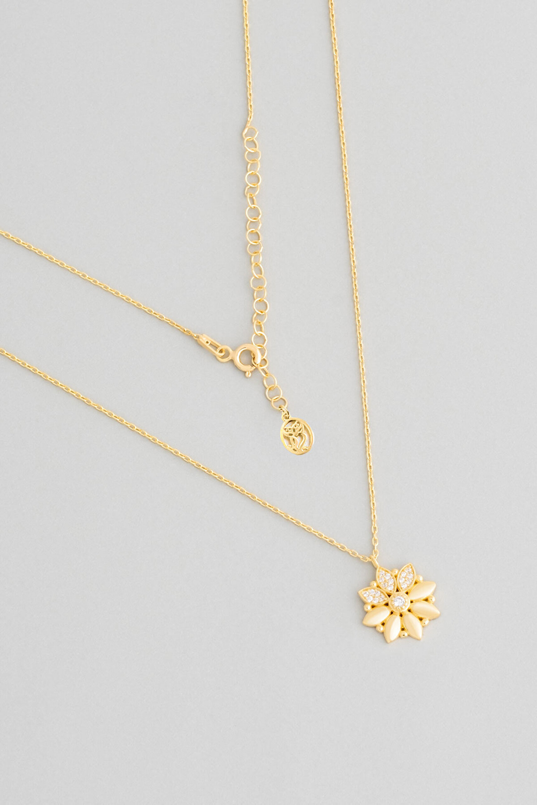 Açelya 18 Ayar Sarı Altın Kaplama 45 Cm Gümüş Kolye - 0