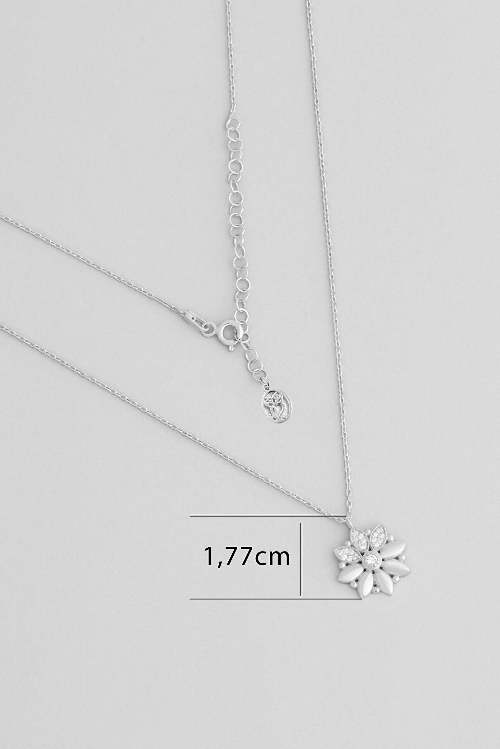 Açelya 18 Ayar Beyaz Altın Kaplama 45 Cm Gümüş Kolye - 2