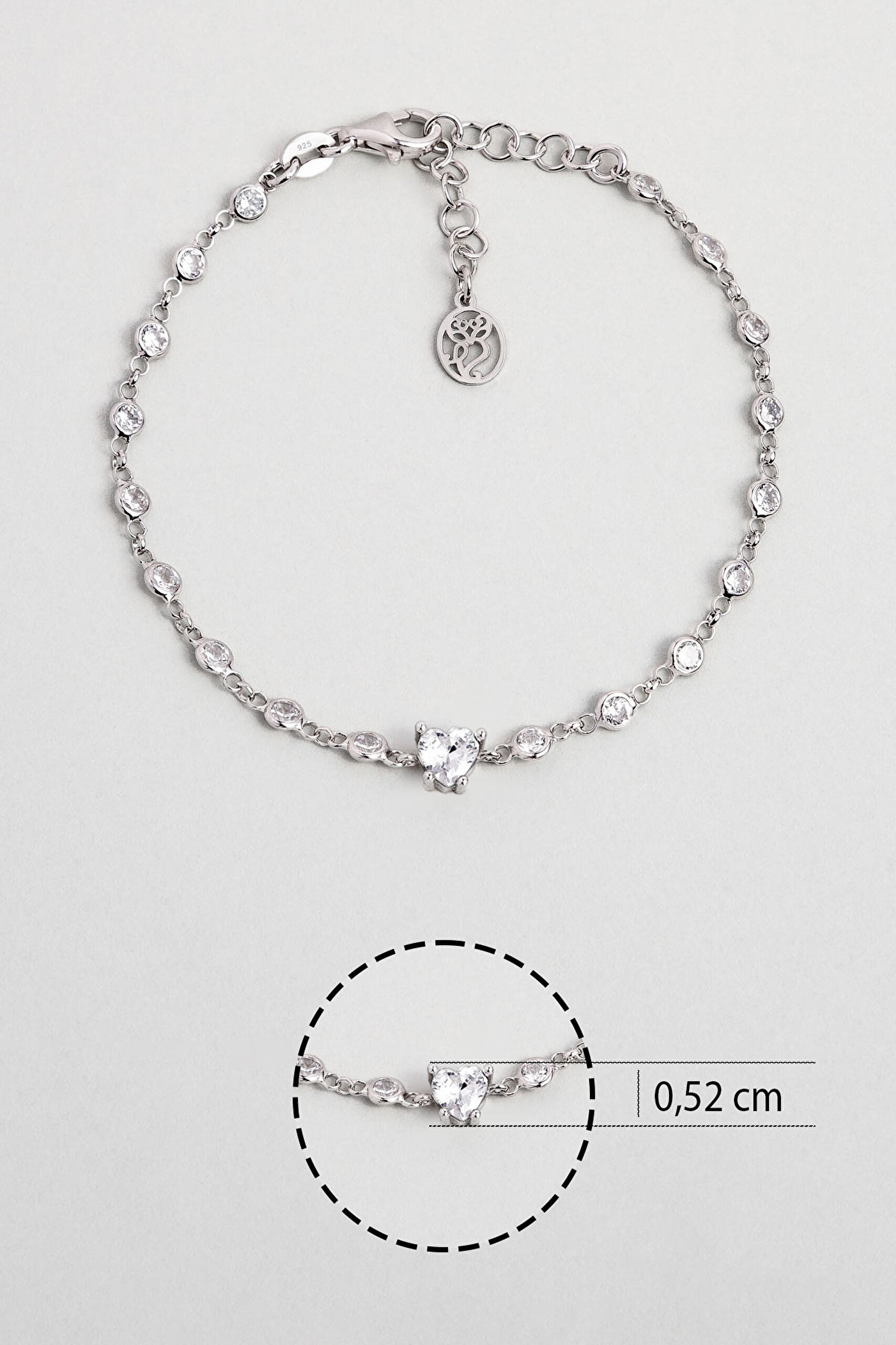 ⁠ Aşk Yolu 18 Ayar Beyaz Altın Kaplama 19 Cm Gümüş Bileklik_2}