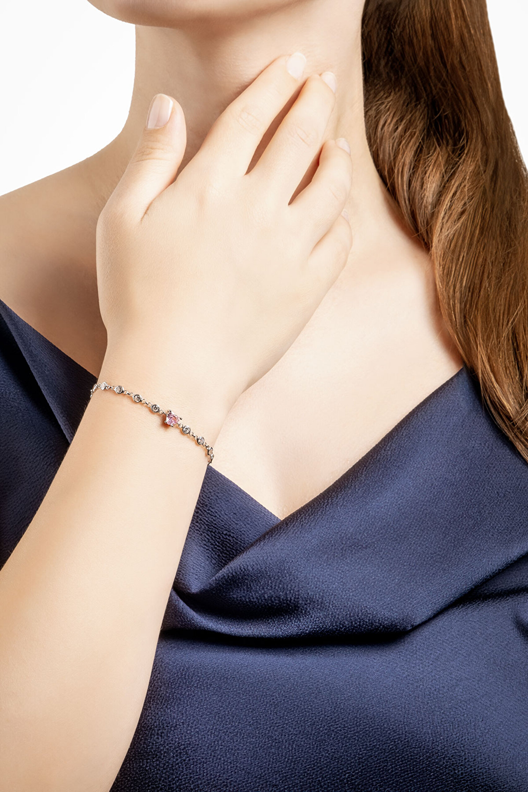 ⁠ Aşk Yolu 18 Ayar Beyaz Altın Kaplama 19 Cm Gümüş Bileklik_3}