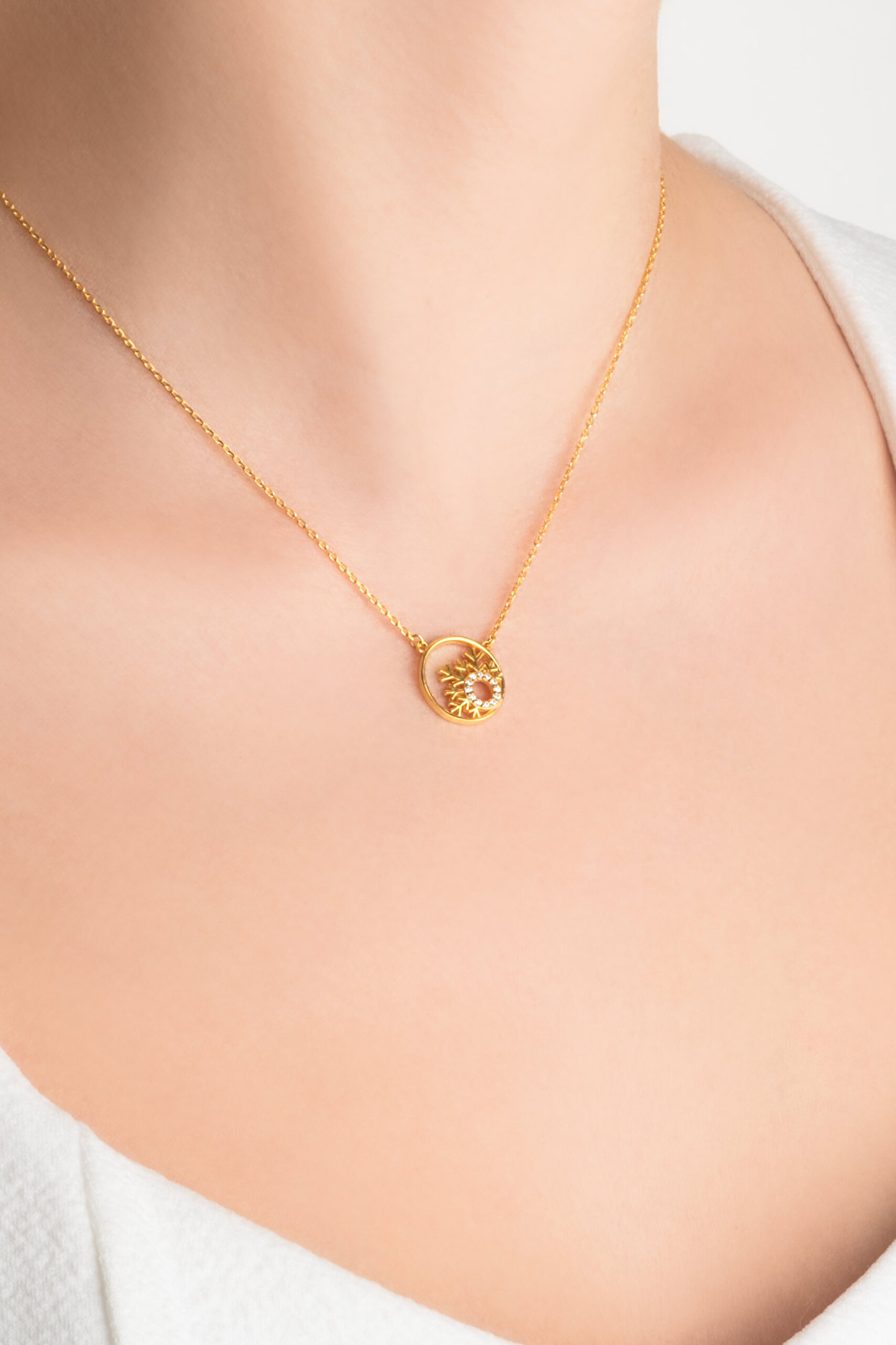 ⁠ Karlar Diyarı 18 Ayar Sarı Altın Kaplama 46 Cm Gümüş Minimal Kolye_1}