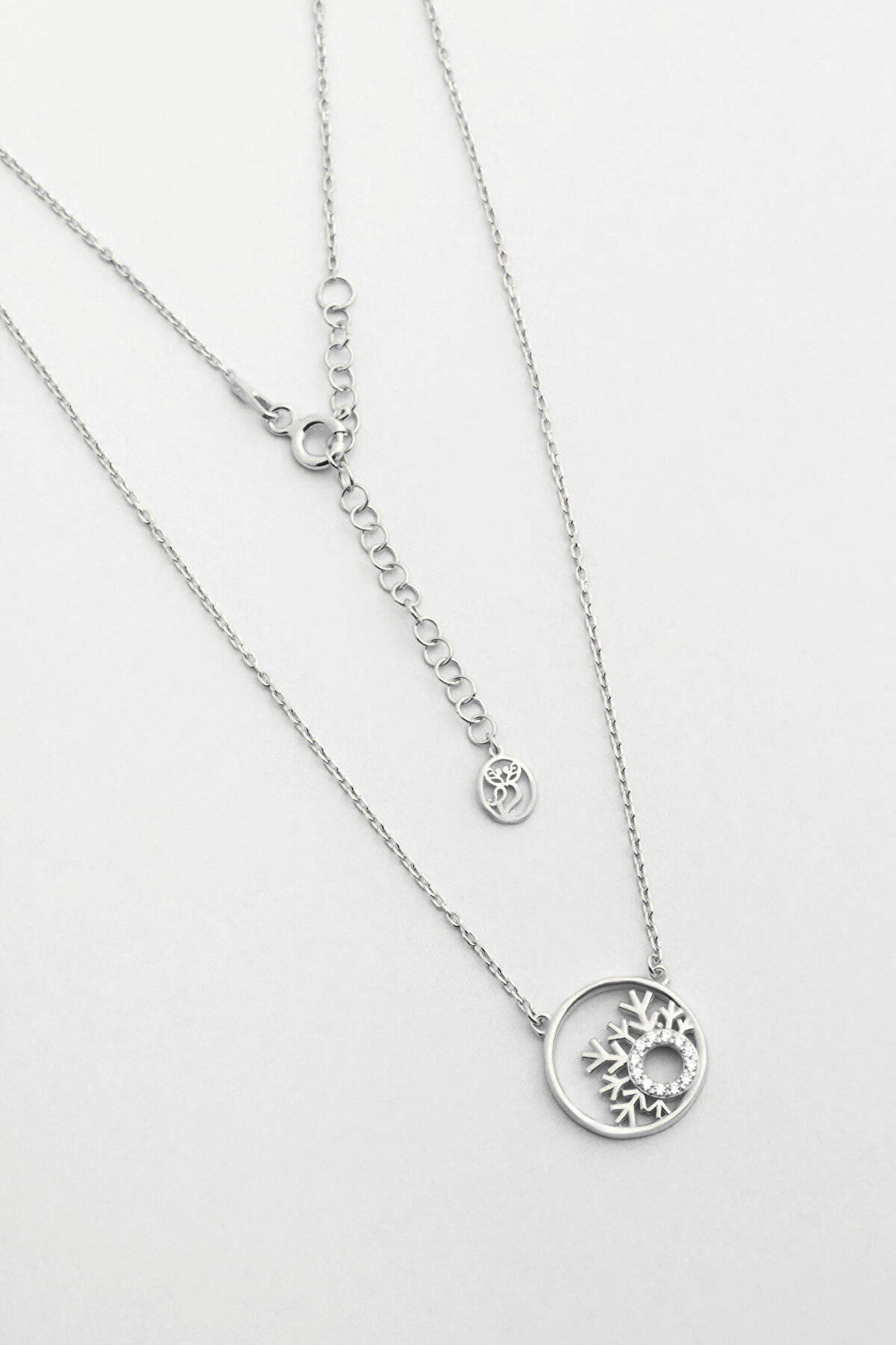 Karlar Diyarı 18 Ayar Beyaz Altın Kaplama 46 Cm Gümüş Minimal Kolye - 0