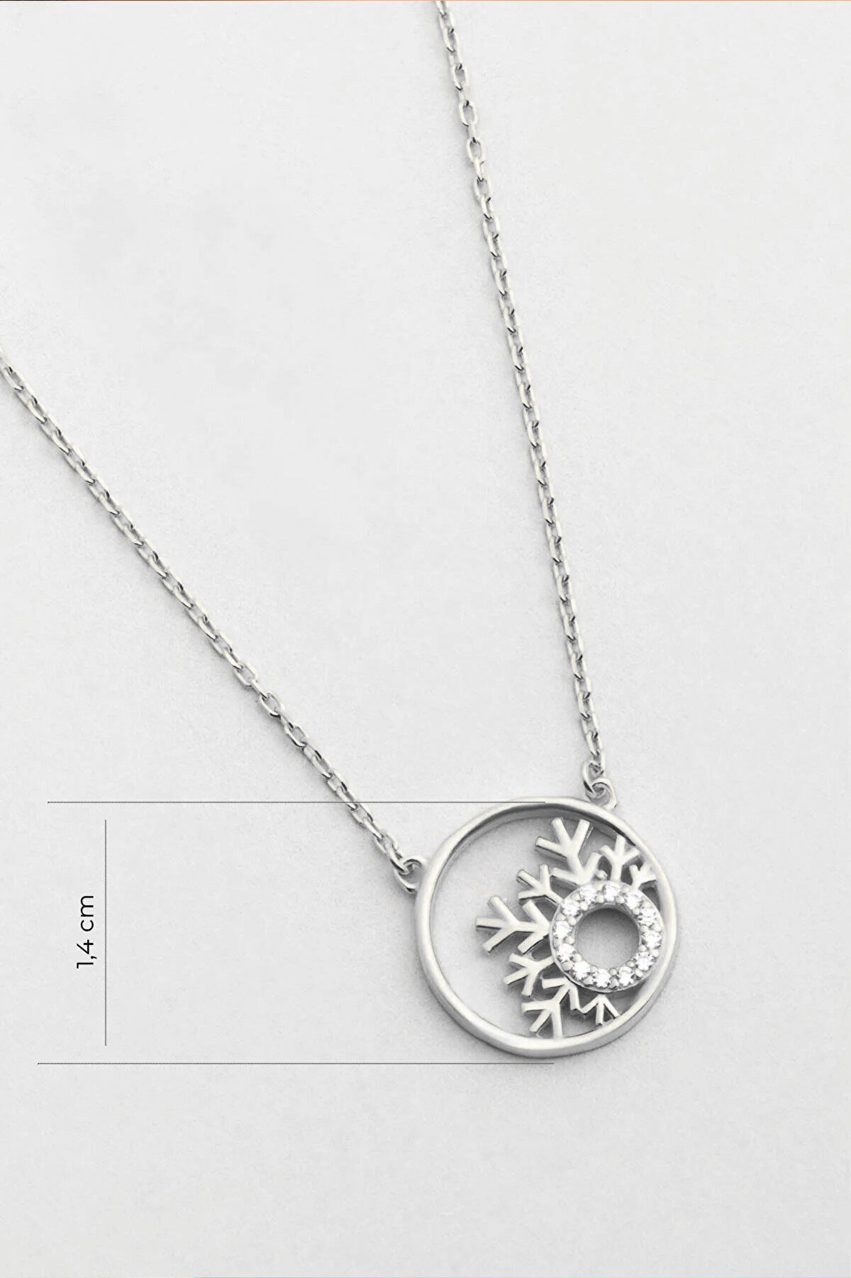 Karlar Diyarı 18 Ayar Beyaz Altın Kaplama 46 Cm Gümüş Minimal Kolye - 2