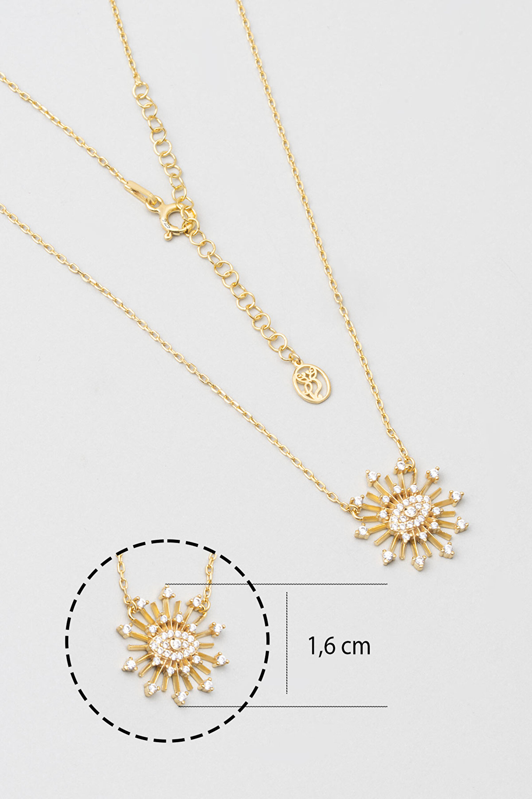 ⁠ Ra'nın Gözü 18 Ayar Sarı Altın Kaplama 45 Cm Gümüş Minimal Kolye_2}