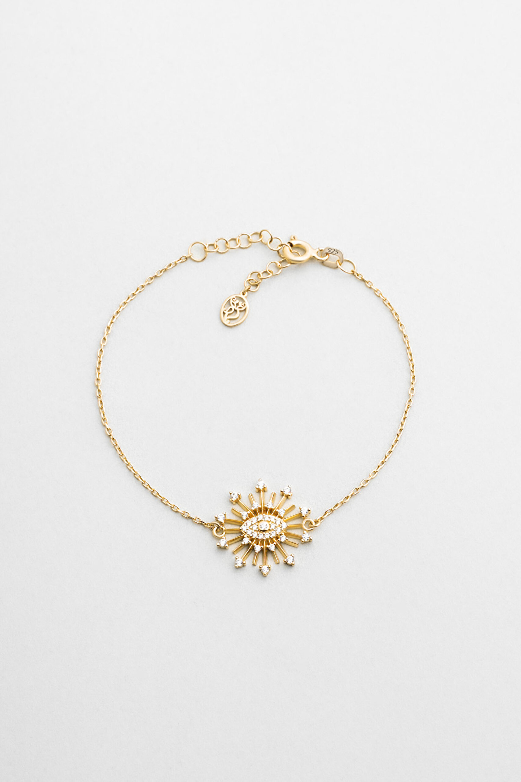 ⁠ Ra'nın Gözü 18 Ayar Sarı Altın Kaplama Gümüş Minimal Bileklik_0}