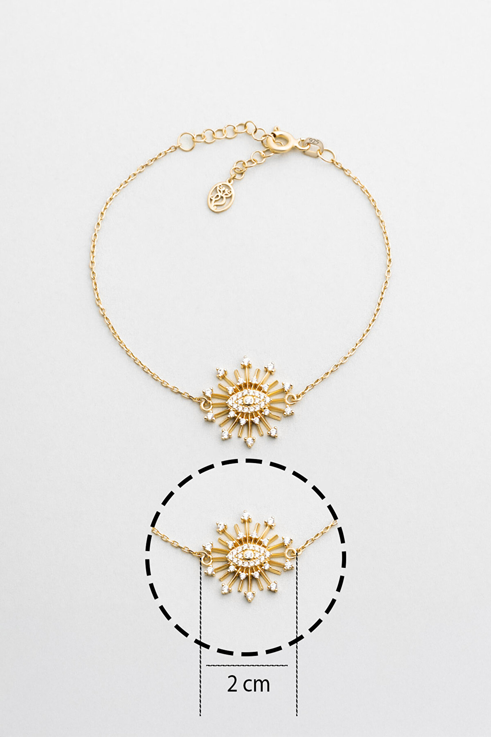 ⁠ Ra'nın Gözü 18 Ayar Sarı Altın Kaplama Gümüş Minimal Bileklik_2}