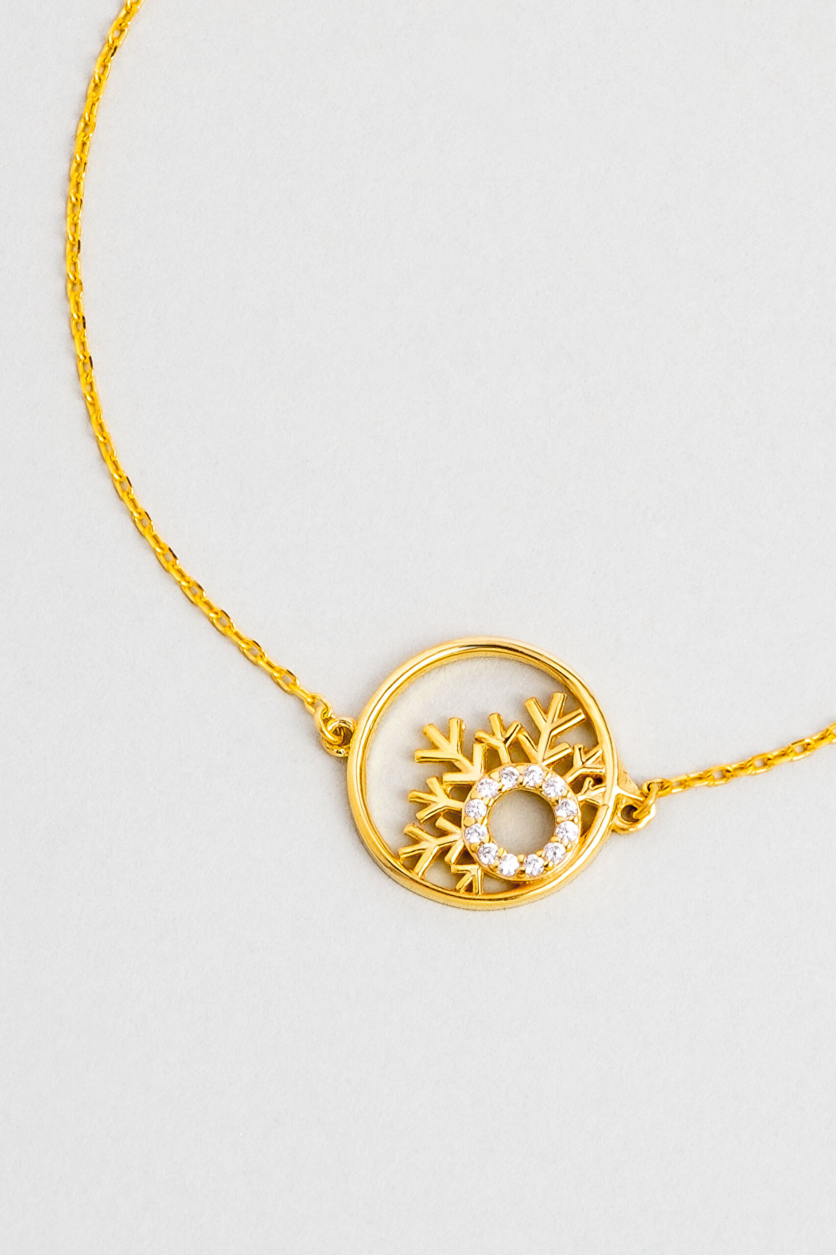 ⁠ Kar Tanesi 18 Ayar Sarı Altın Kaplama 20 Cm Gümüş Bileklik_4}