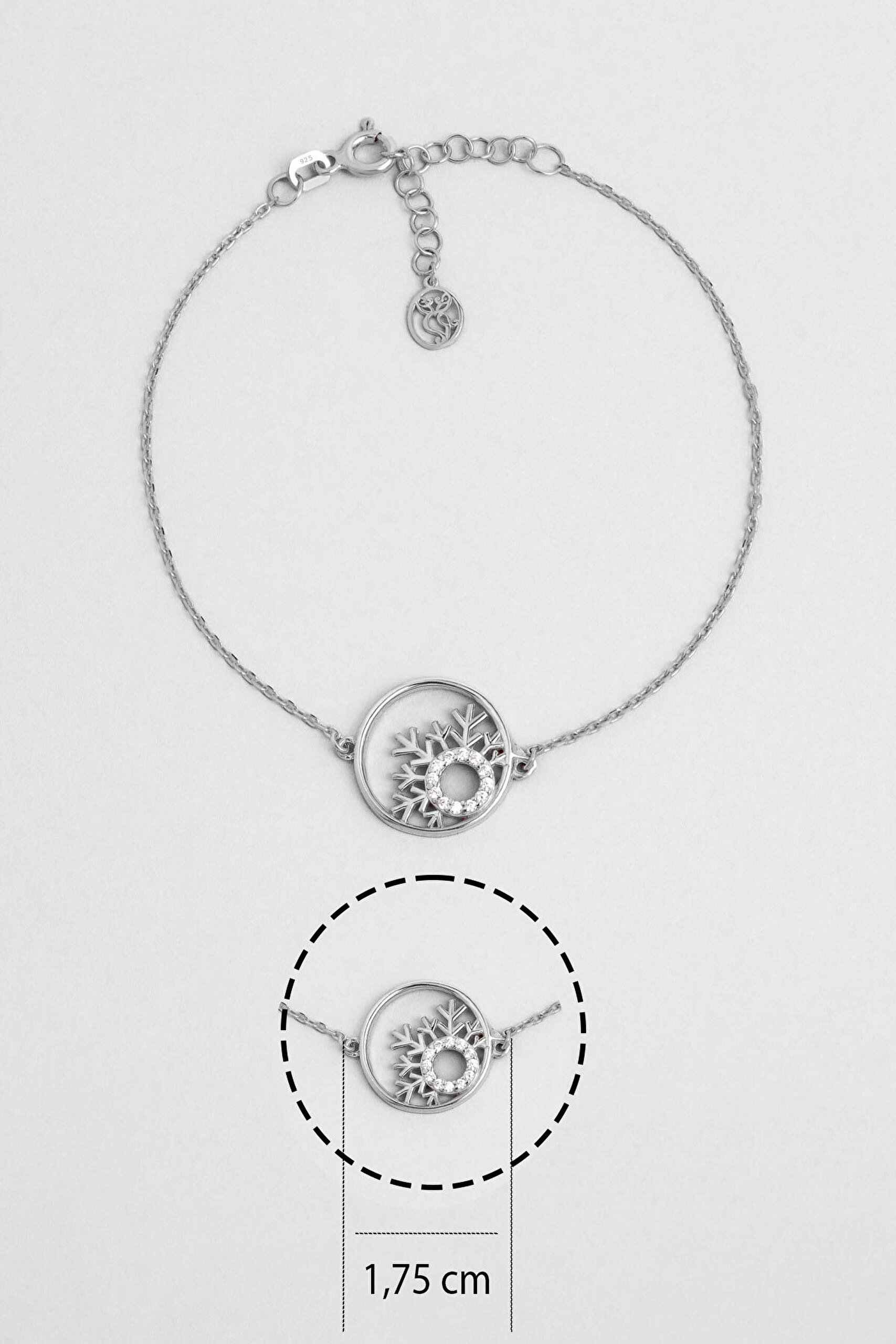 Kar Tanesi 18 Ayar Beyaz Altın Kaplama 20 Cm Gümüş Bileklik - 2