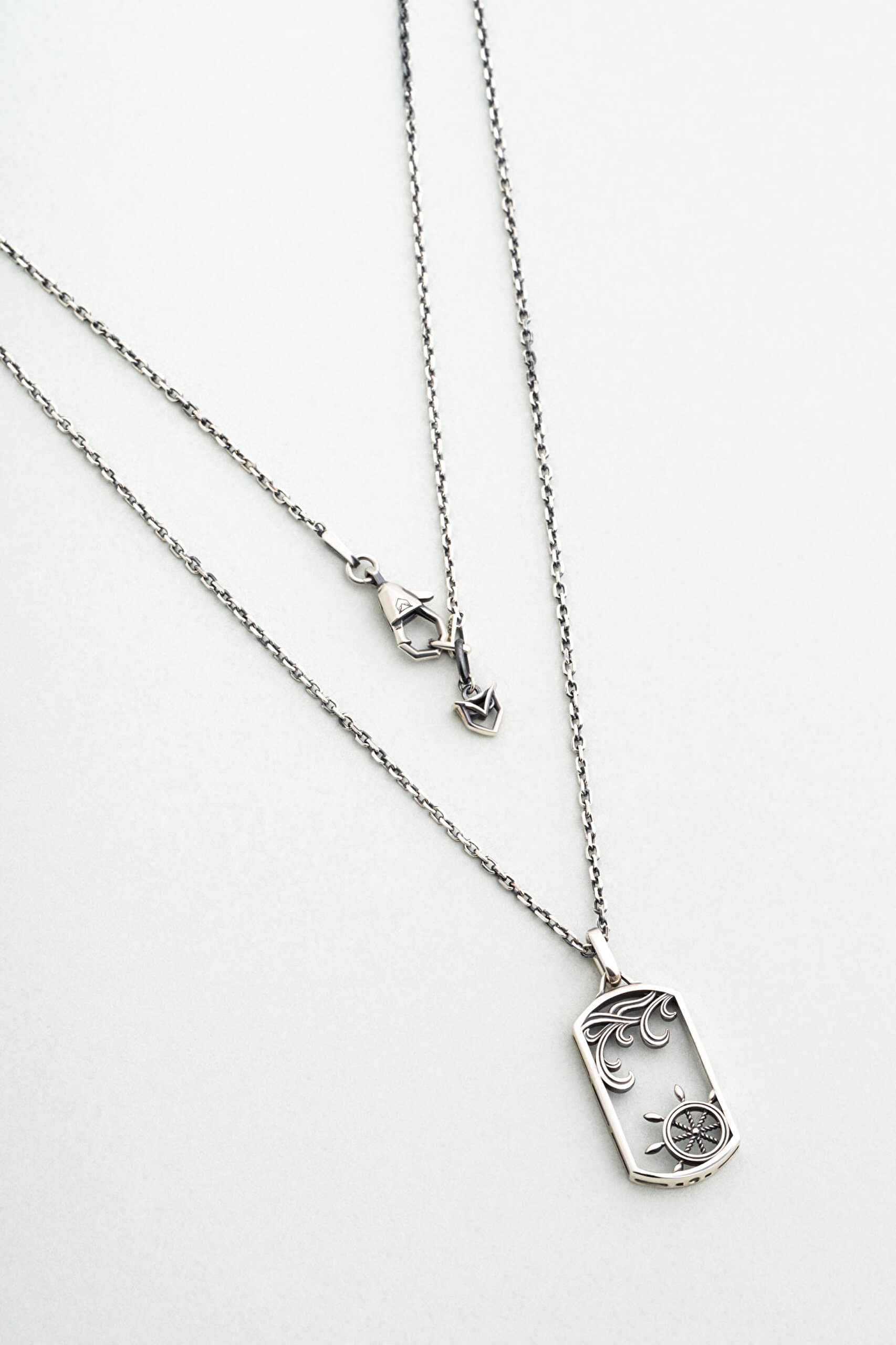 ⁠ Poseidon Oksitli 62 Cm Gümüş Erkek Kolye_0}