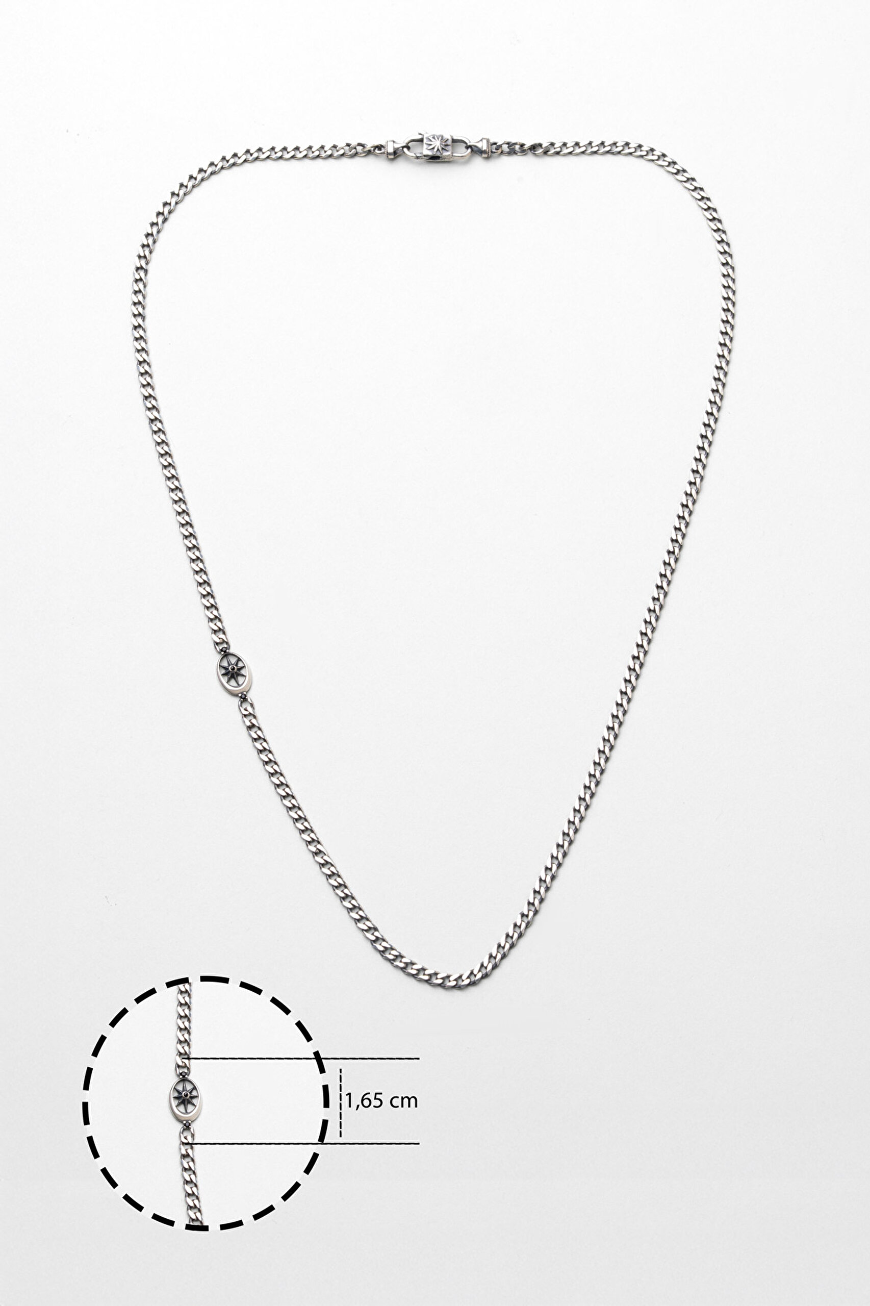 ⁠ Gizemli Yıldız 60 Cm Gümüş Erkek Kolye_2}