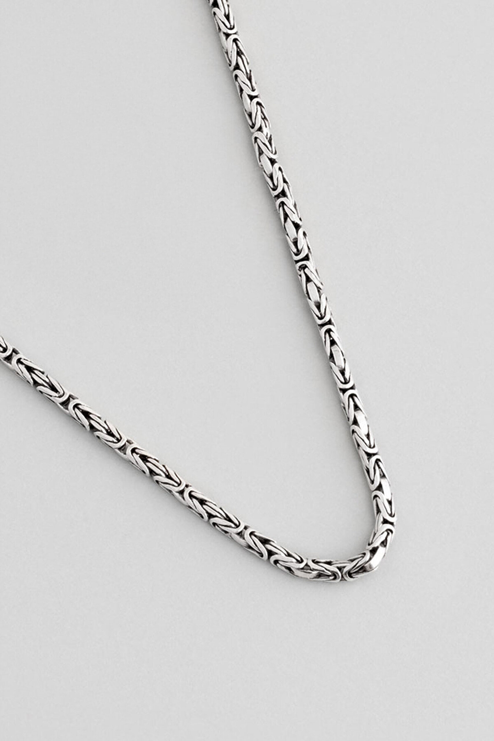 Etnik Desenli 60 Cm Gümüş Erkek Kral Zincir Kolye - 4