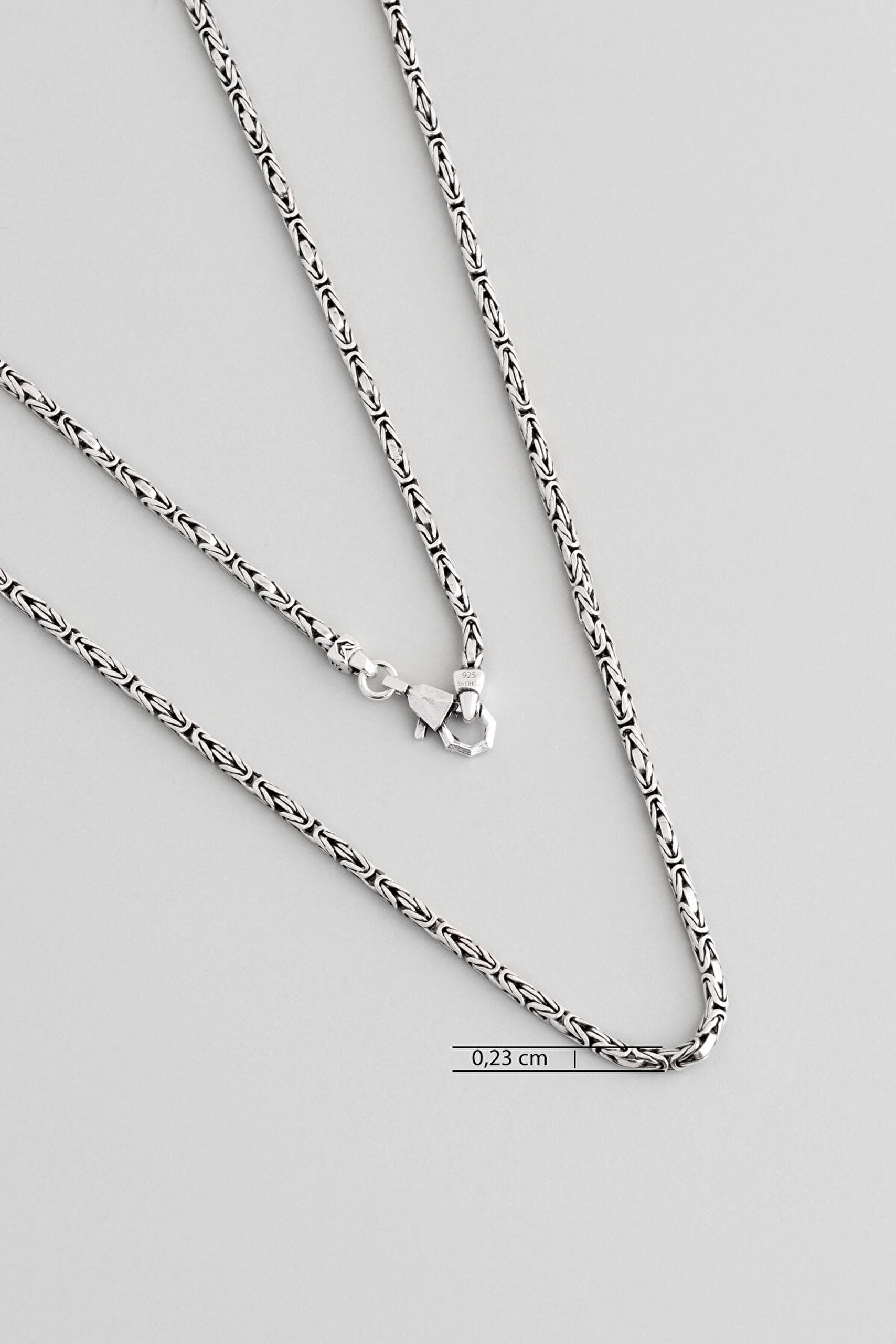 Etnik Desenli 60 Cm Gümüş Erkek Kral Zincir Kolye - 2