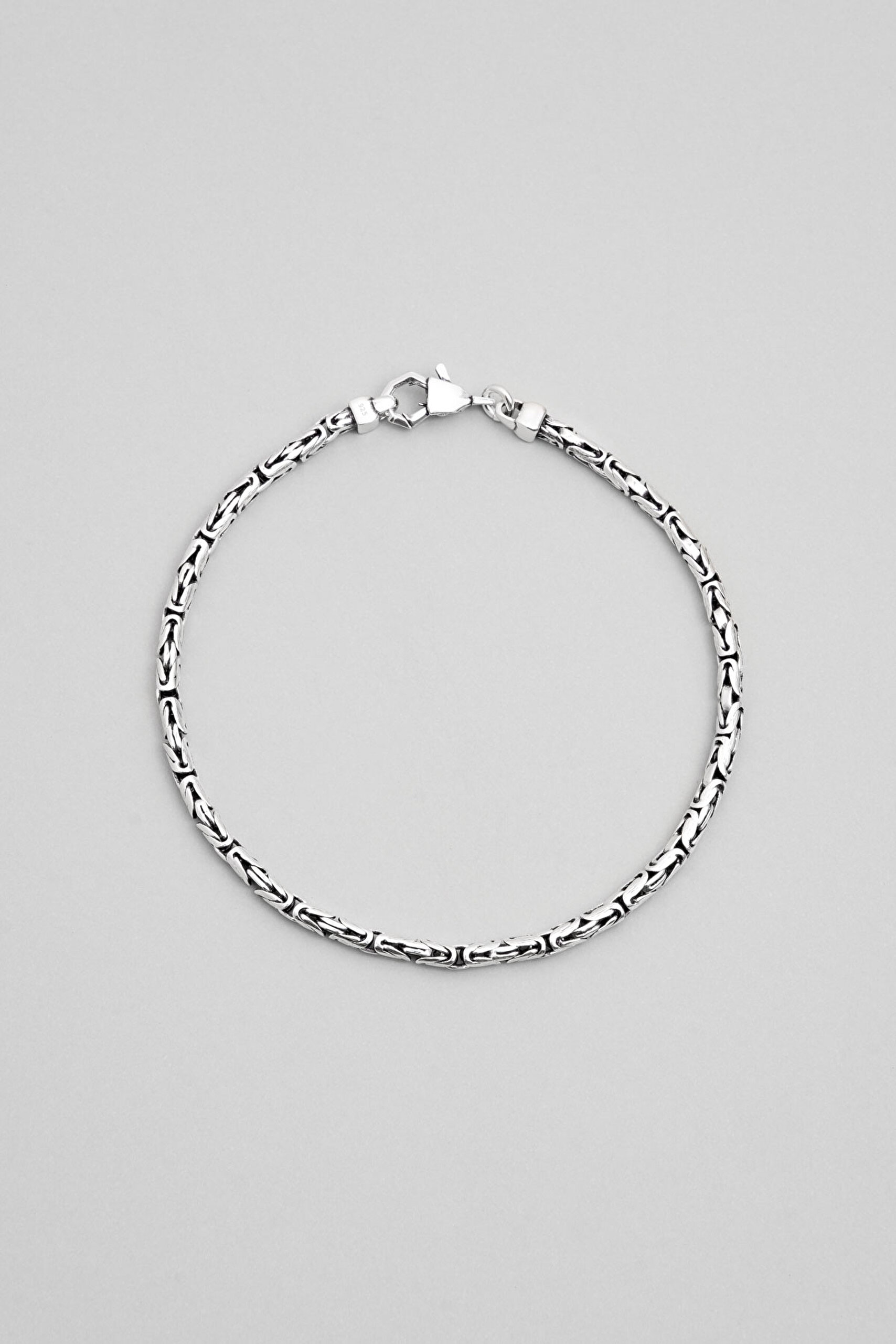 ⁠ Etnik Stil Gümüş Erkek Zincir Bileklik_0}