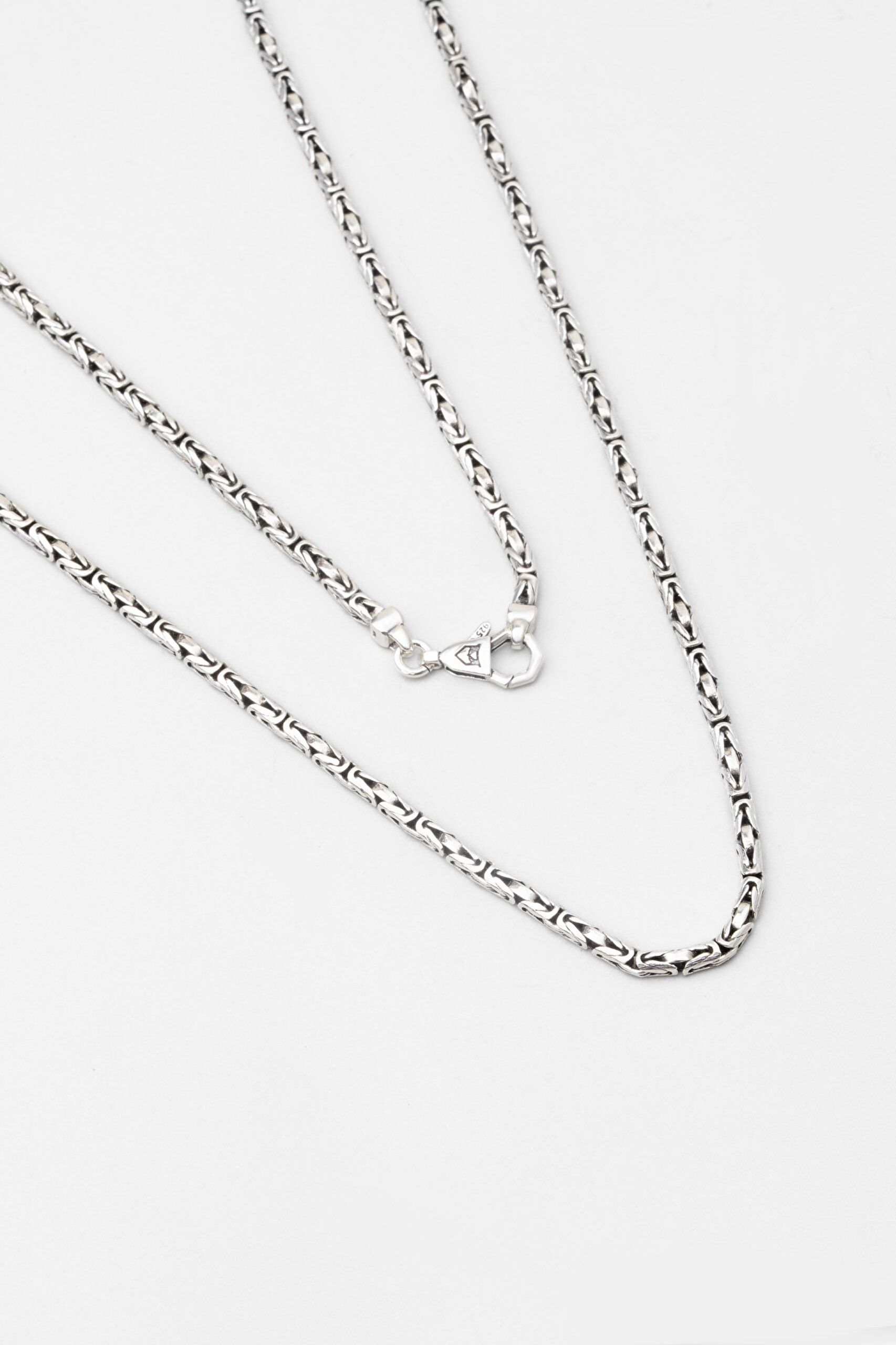 ⁠ Sargon 60 Cm Gümüş Erkek Kral Zincir Kolye_0}