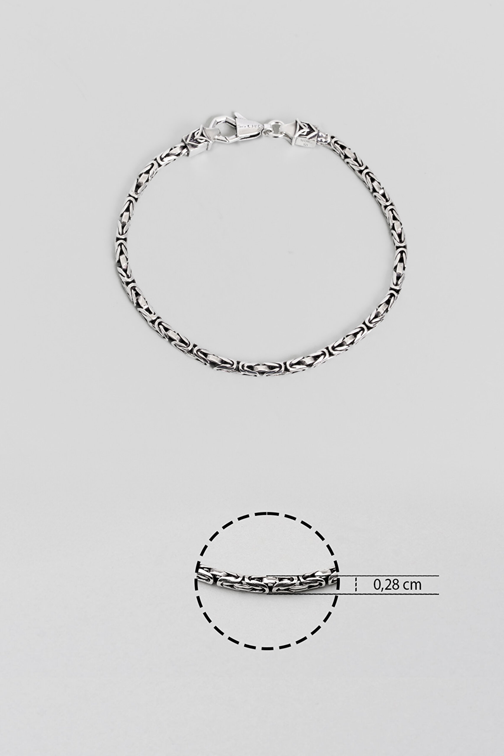 ⁠ Ares Gümüş Erkek Kral Zincir Bileklik_2}