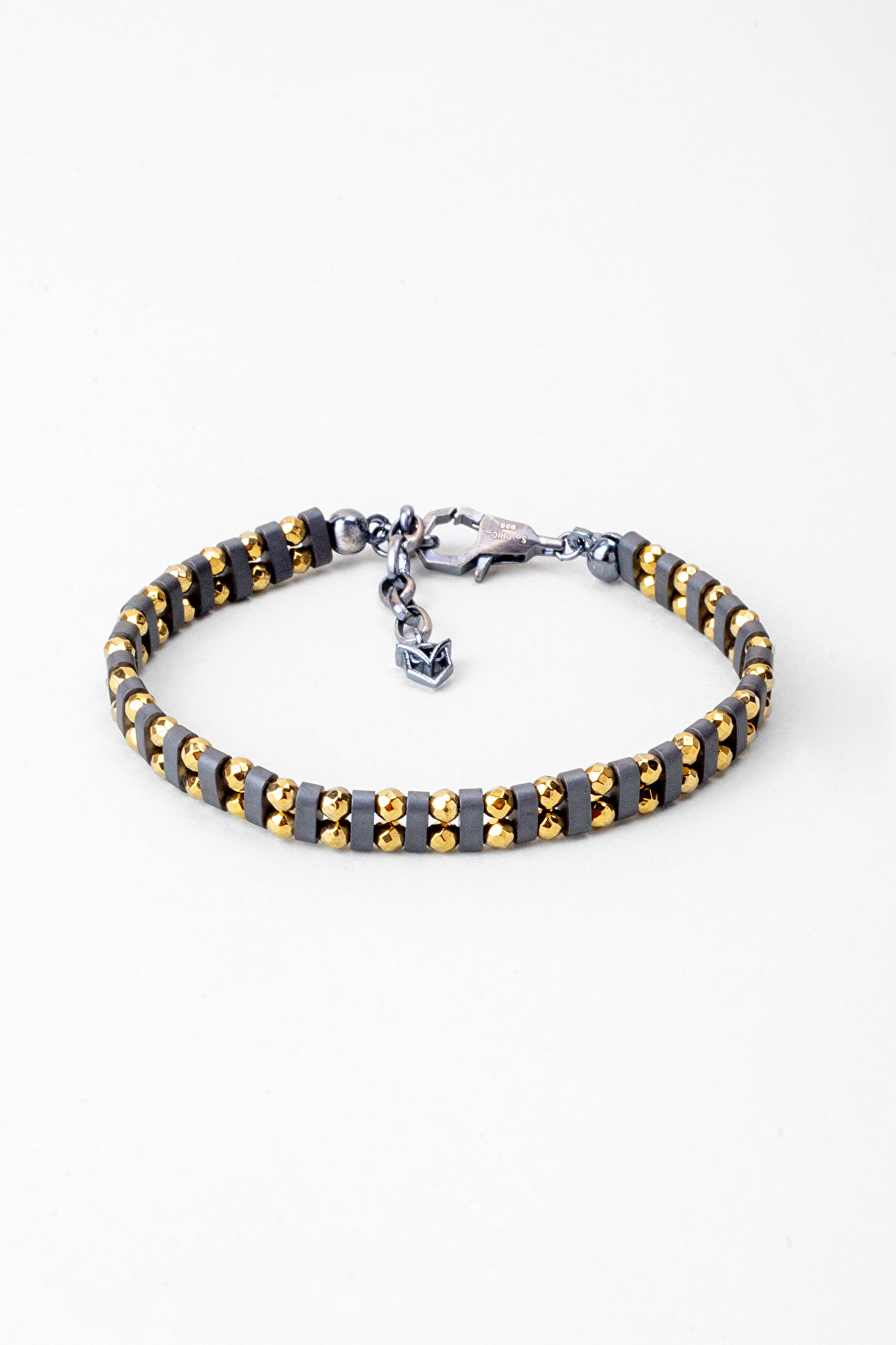 ⁠ Ares Hematit Taşlı Oksit Kaplama 21 Cm Gümüş Erkek Bileklik_0}