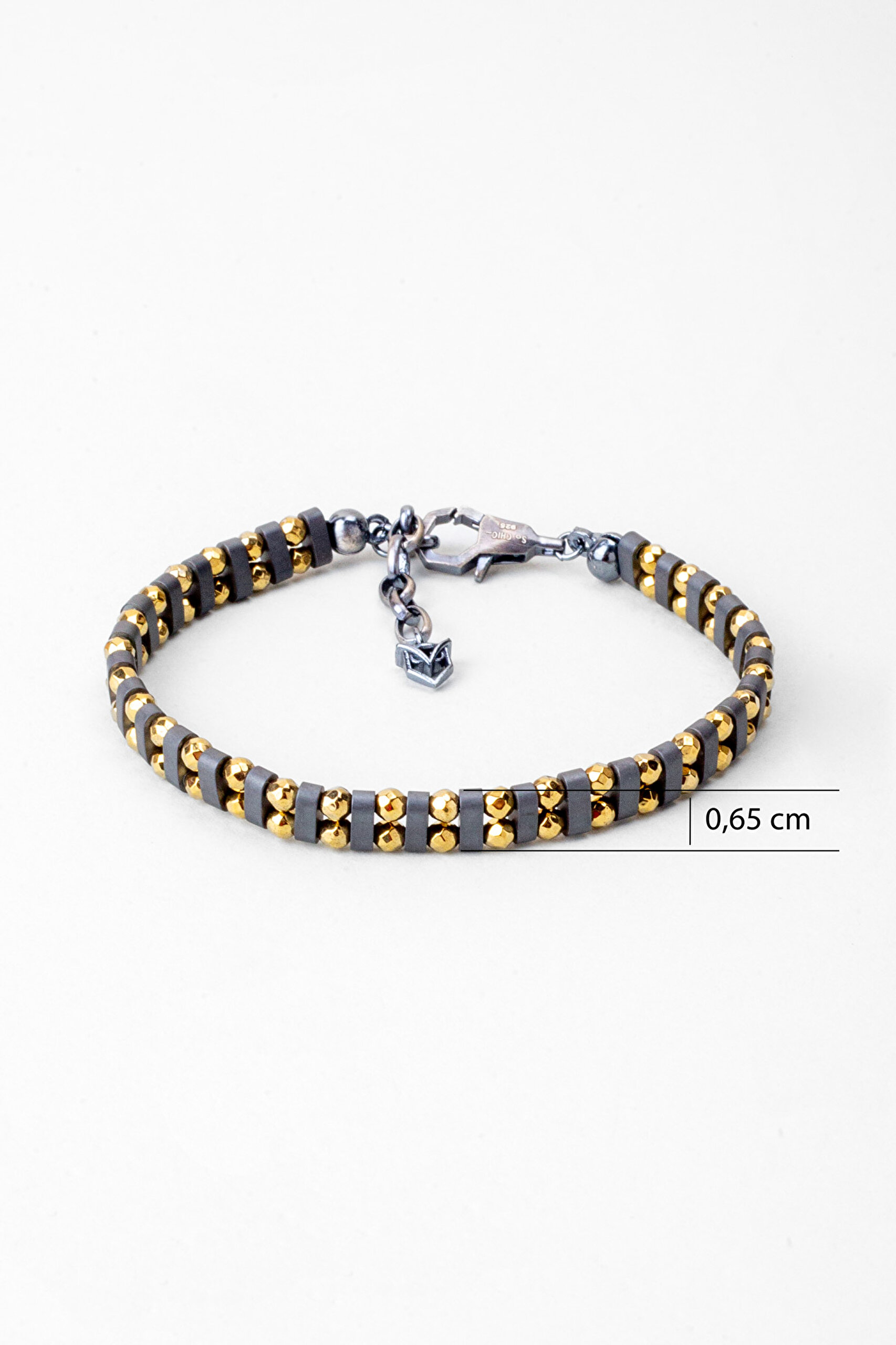 ⁠ Ares Hematit Taşlı Oksit Kaplama 21 Cm Gümüş Erkek Bileklik_2}