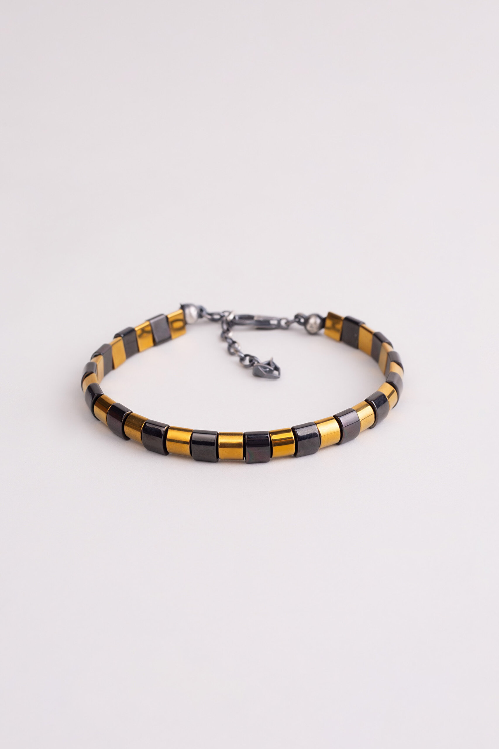 ⁠ Hematit Taşlı Gümüş Erkek Bileklik_0}