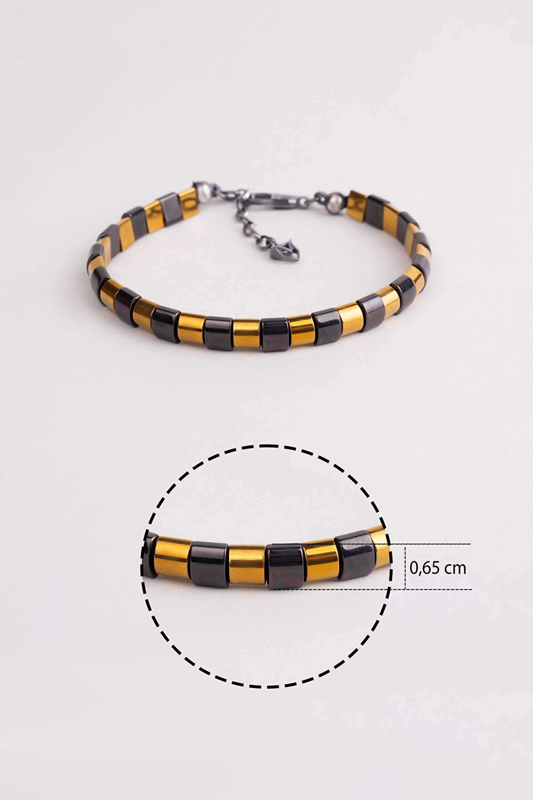 ⁠ Hematit Taşlı Gümüş Erkek Bileklik_2}